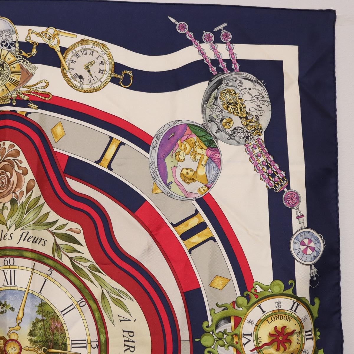 HERMES Carre 90 Scarf Parmi ls Fleurs Je Compte Les Heures Silk Auth bs36347