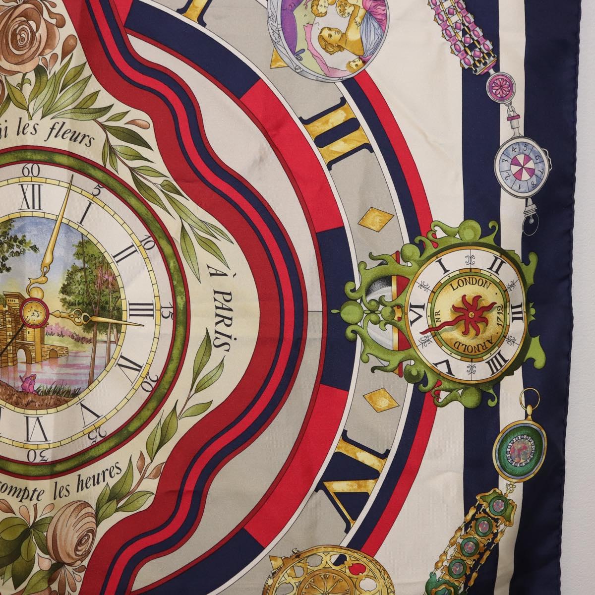 HERMES Carre 90 Scarf Parmi ls Fleurs Je Compte Les Heures Silk Auth bs36347