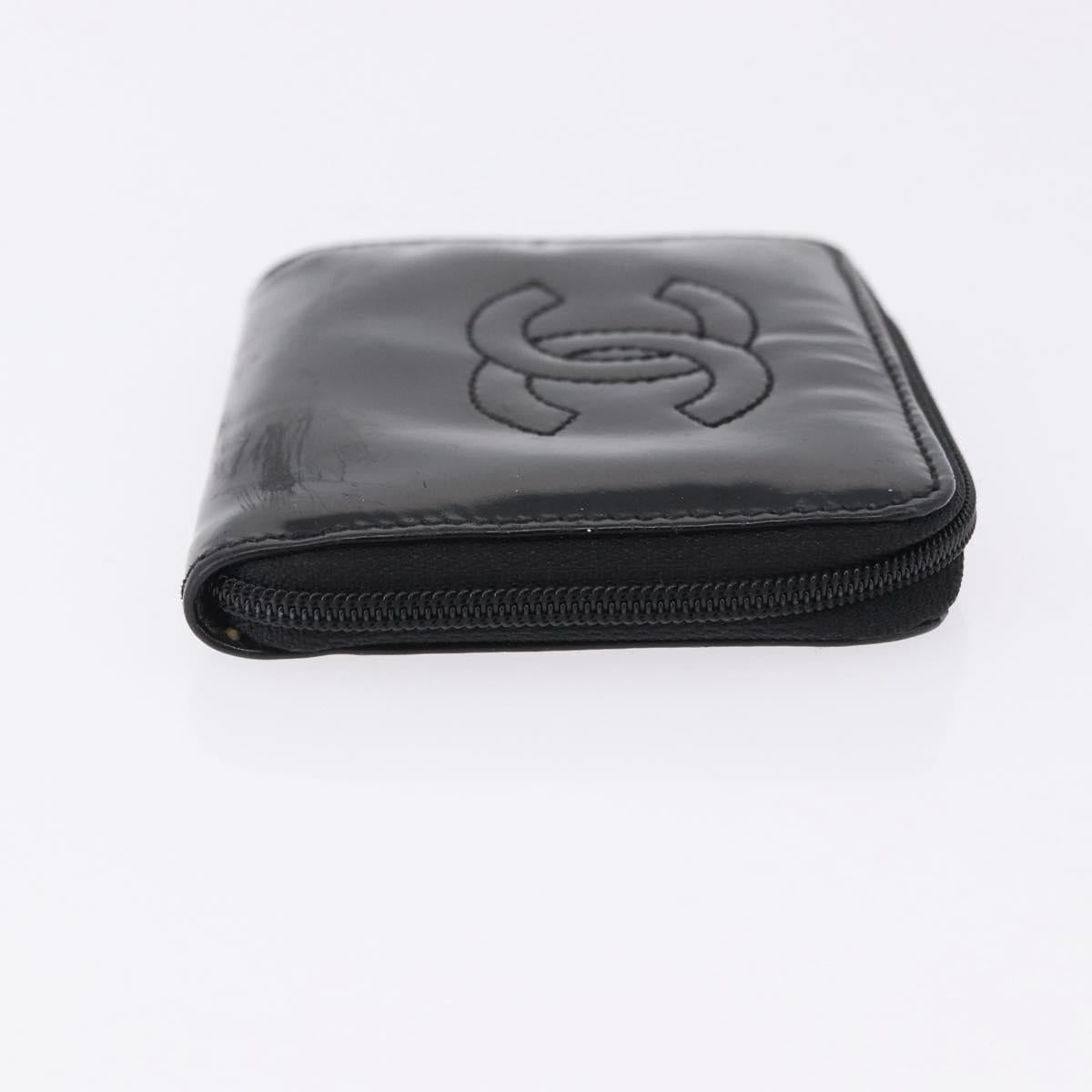 CHANEL Wallet Leather Caviar Skin 3 Set Black Pink Yellow CC Auth bs36349