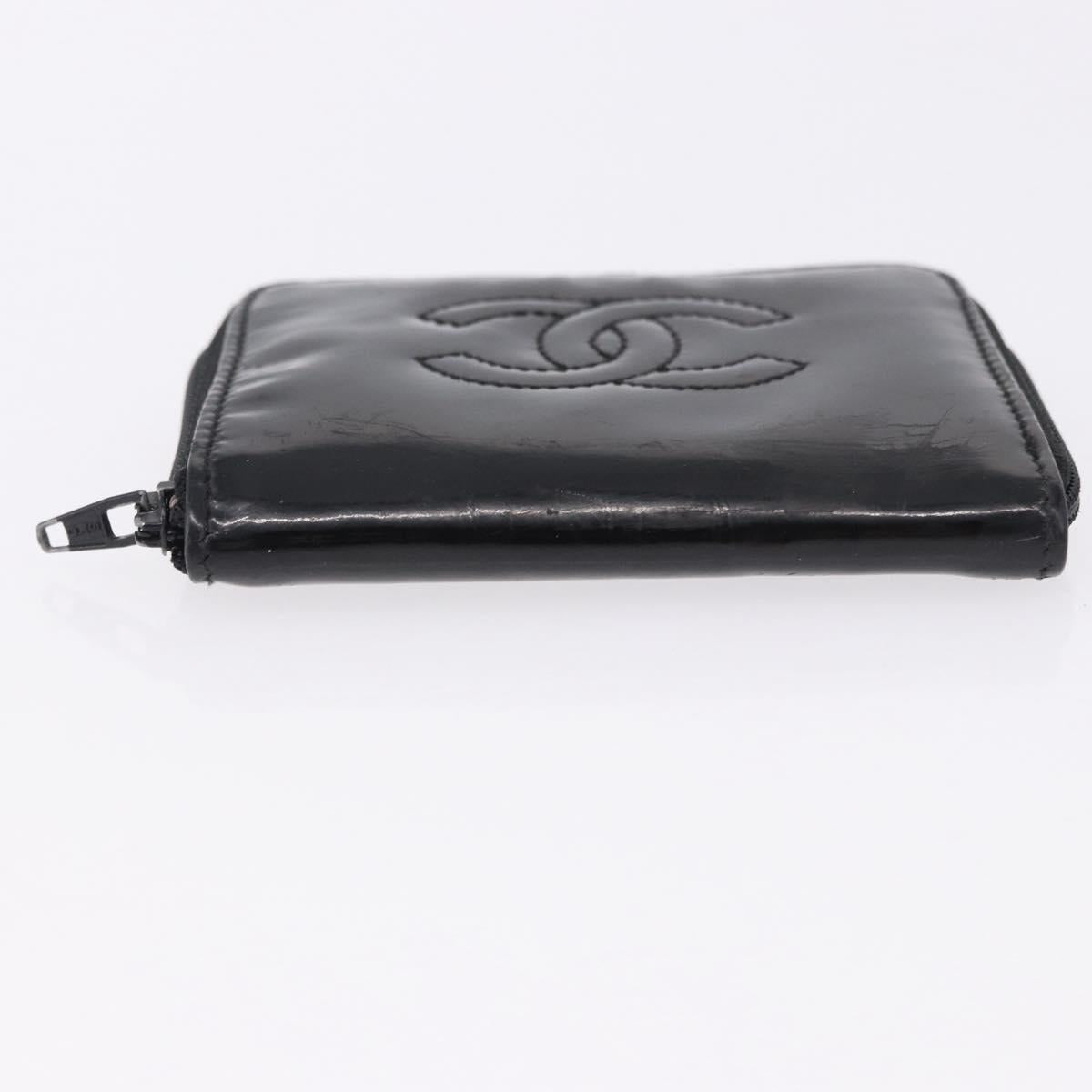 CHANEL Wallet Leather Caviar Skin 3 Set Black Pink Yellow CC Auth bs36349
