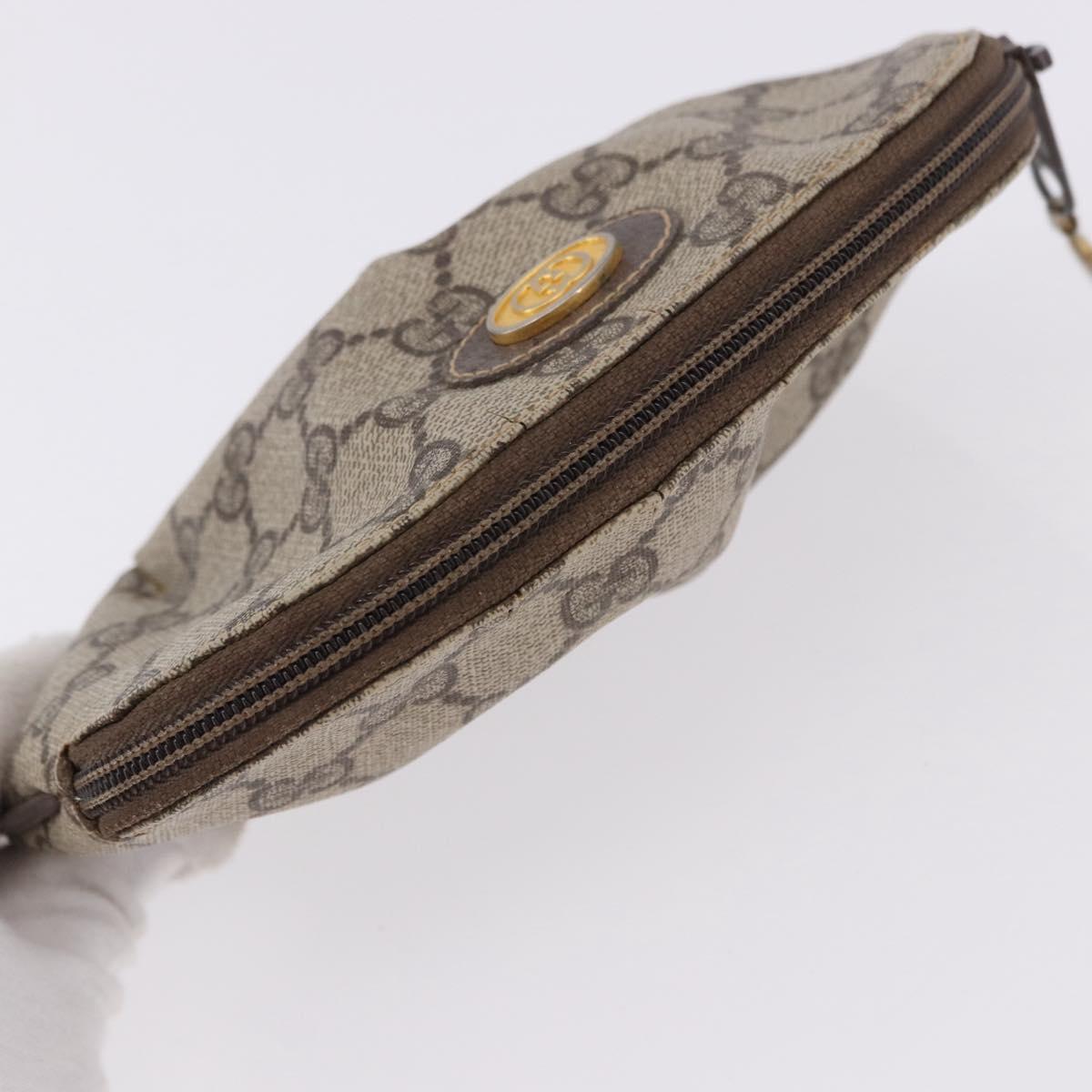 GUCCI GG Supreme Web Sherry Line Clutch Bag PVC 2 Set Beige Auth bs36351
