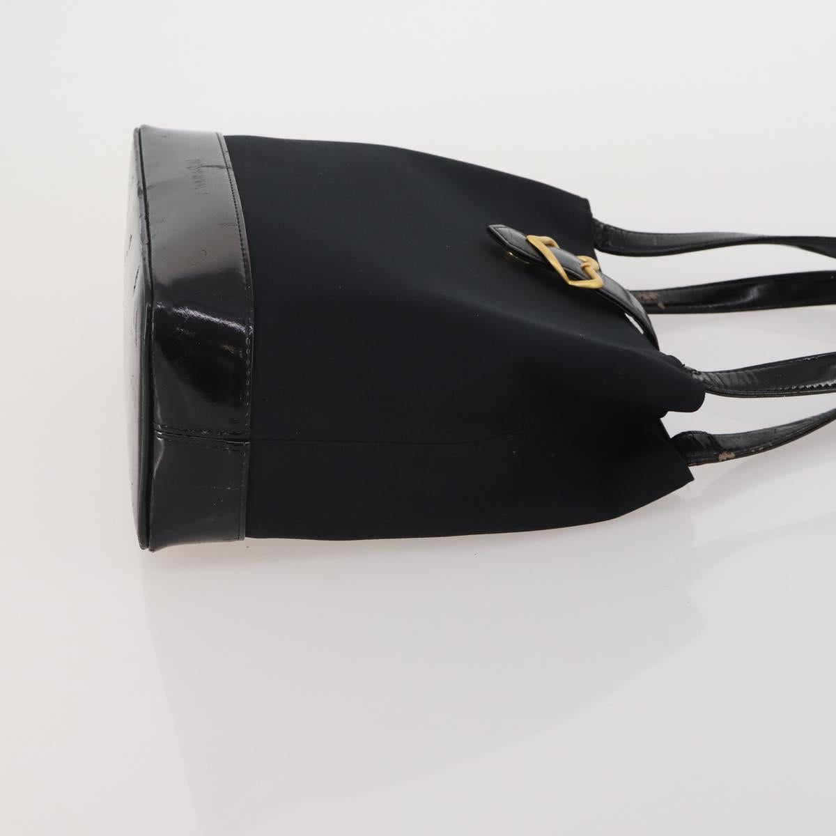 SAINT LAURENT Hand Bag Leather Canvas 2 Set Black Beige Auth bs36353