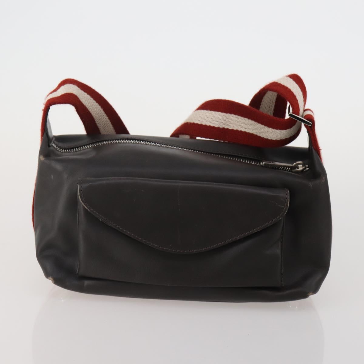 BALLY Shoulder Bag Leather PVC 4 Set Black Green Auth bs36357
