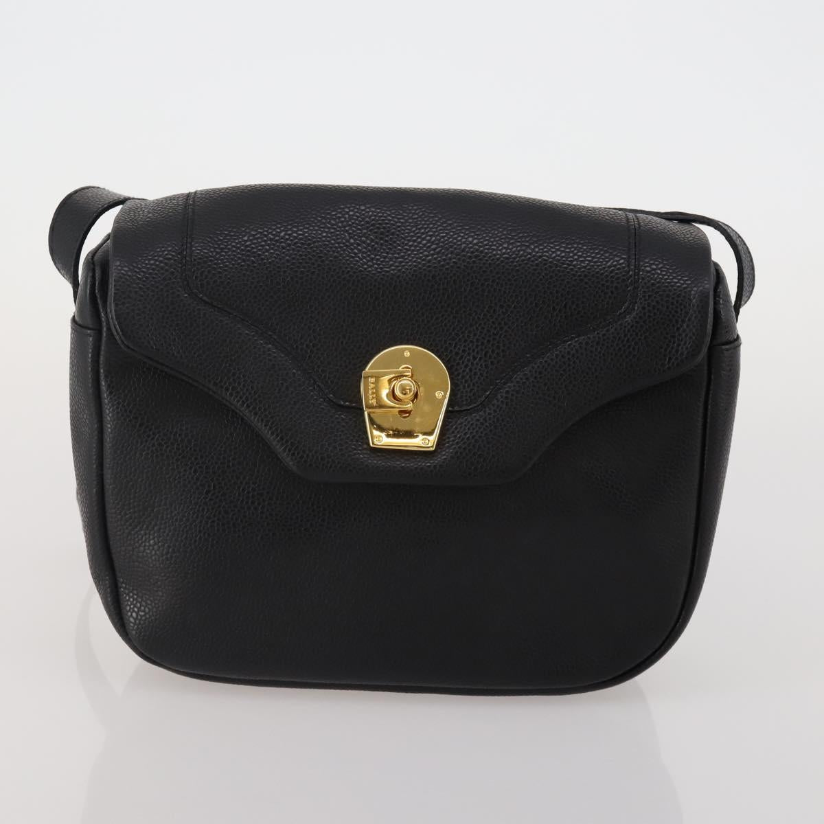BALLY Shoulder Bag Leather PVC 4 Set Black Green Auth bs36357