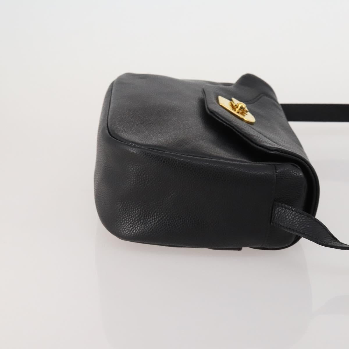 BALLY Shoulder Bag Leather PVC 4 Set Black Green Auth bs36357