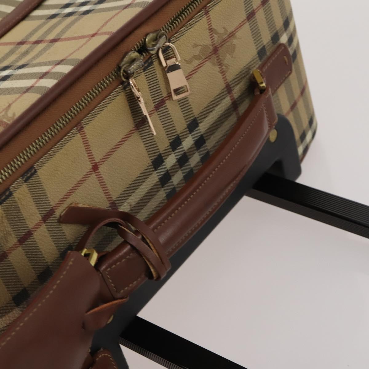 BURBERRY Nova Check Carry Case PVC Beige Gold Auth bs36358