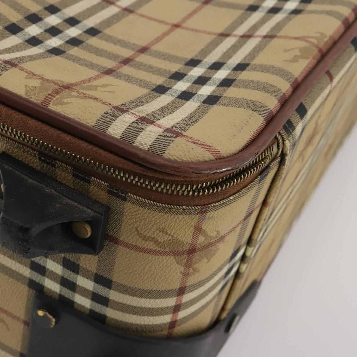 BURBERRY Nova Check Carry Case PVC Beige Gold Auth bs36358