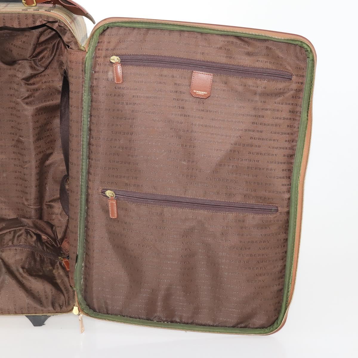 BURBERRY Nova Check Carry Case PVC Beige Gold Auth bs36358