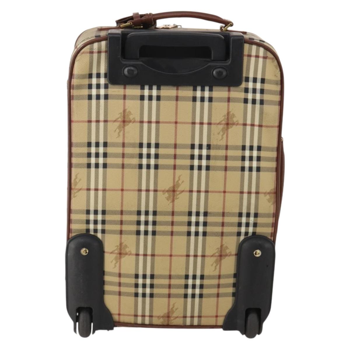 BURBERRY Nova Check Carry Case PVC Beige Gold Auth bs36358