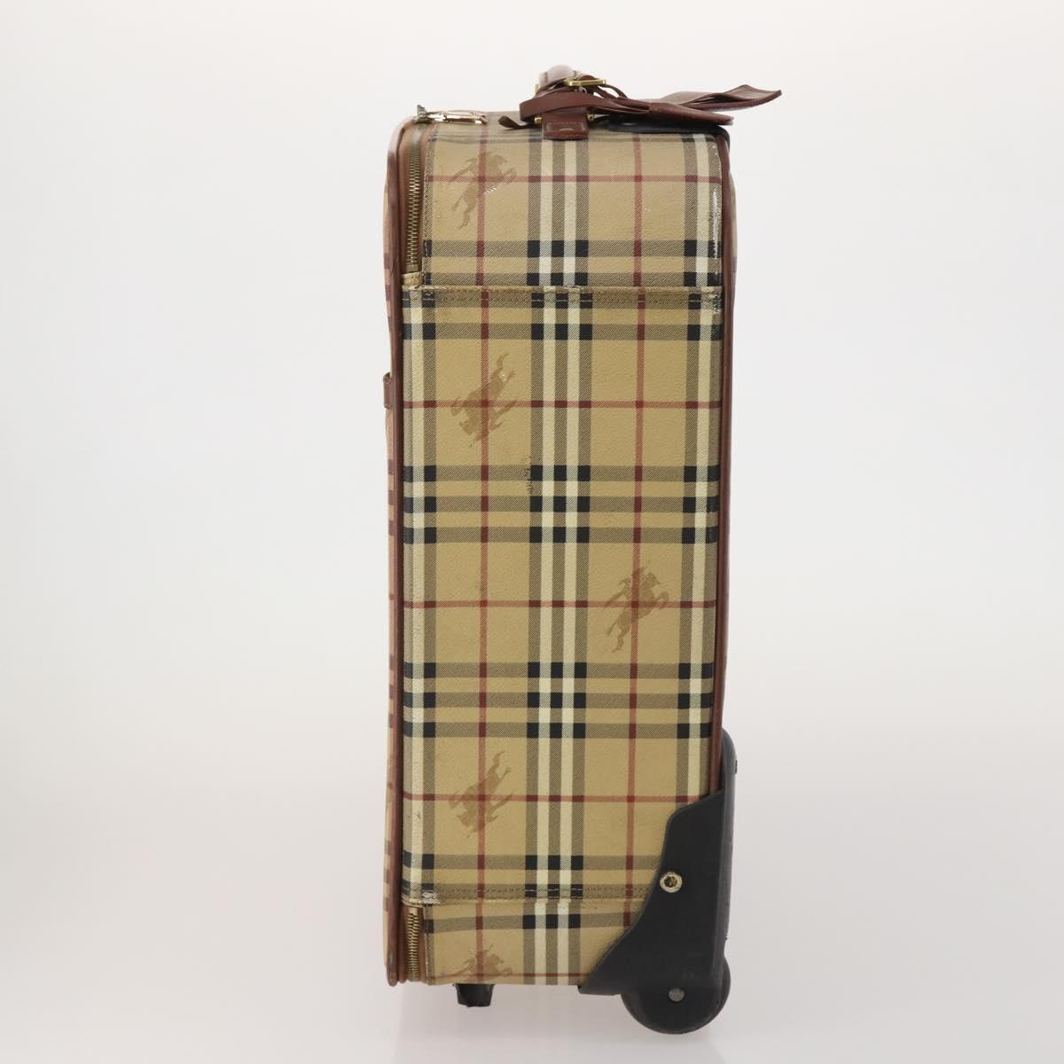 BURBERRY Nova Check Carry Case PVC Beige Gold Auth bs36358