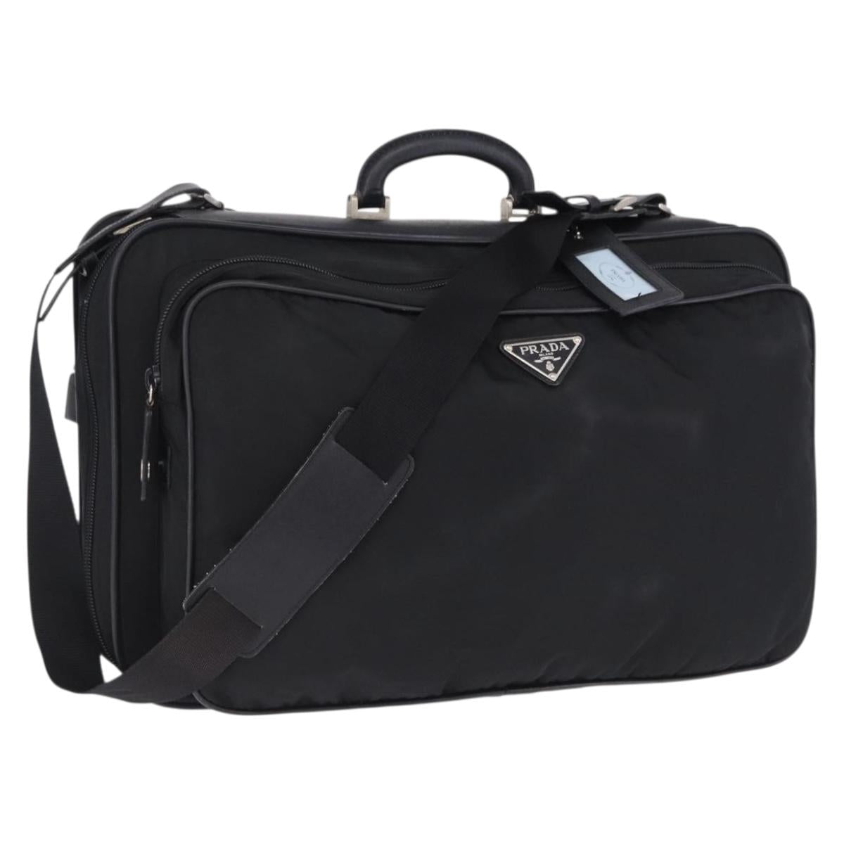 PRADA Garment Cover Nylon Black Silver Auth bs36359