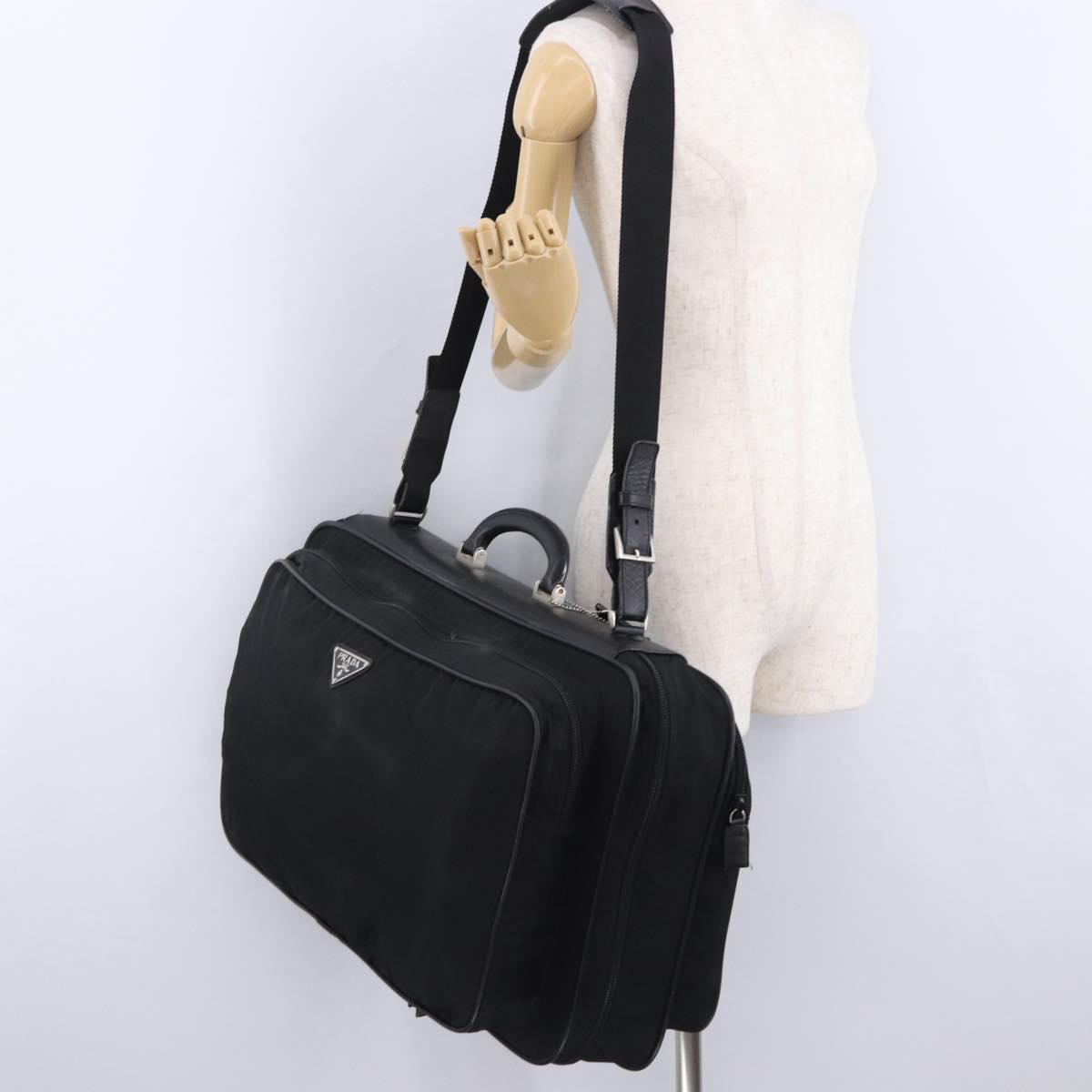 PRADA Garment Cover Nylon Black Silver Auth bs36359