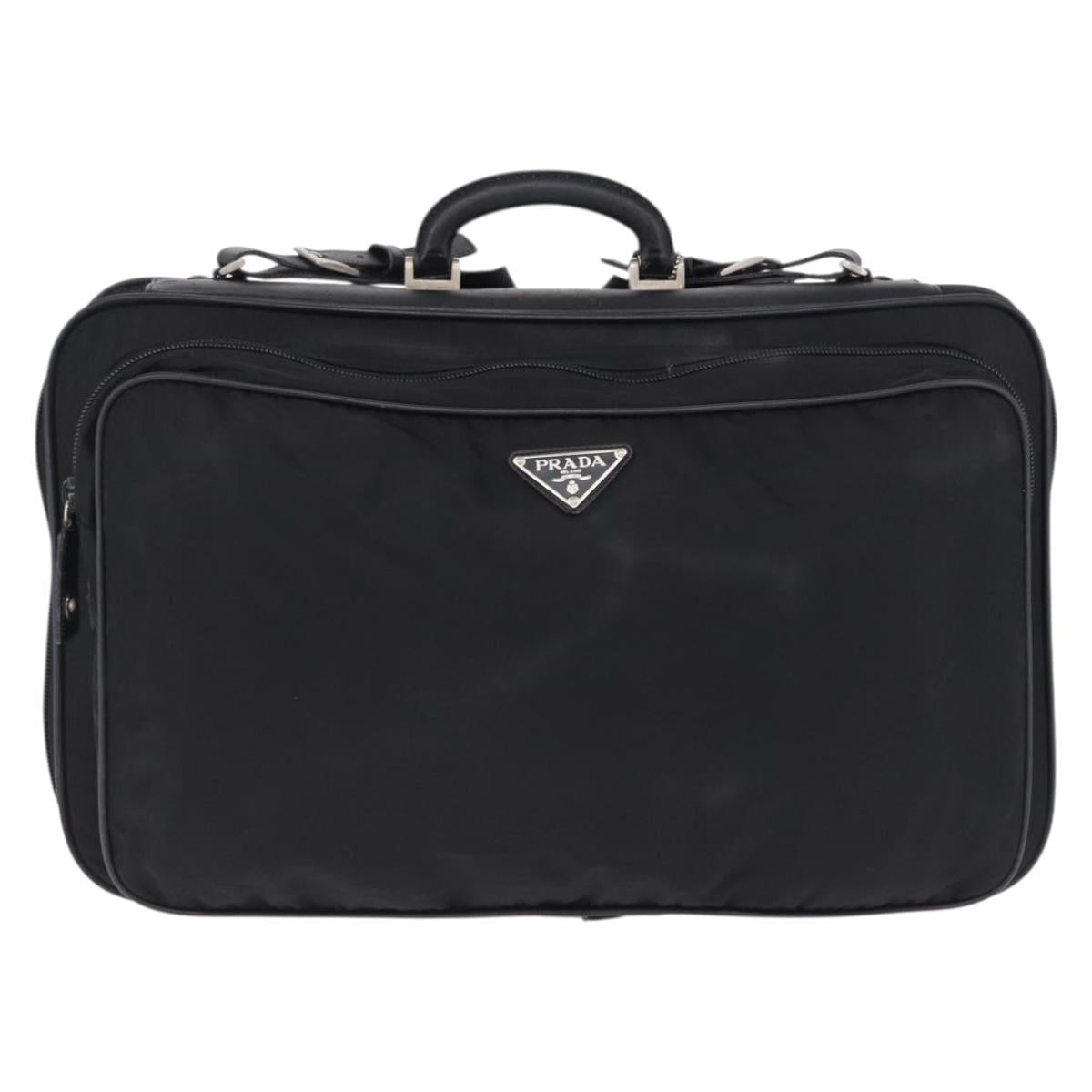 PRADA Garment Cover Nylon Black Silver Auth bs36359