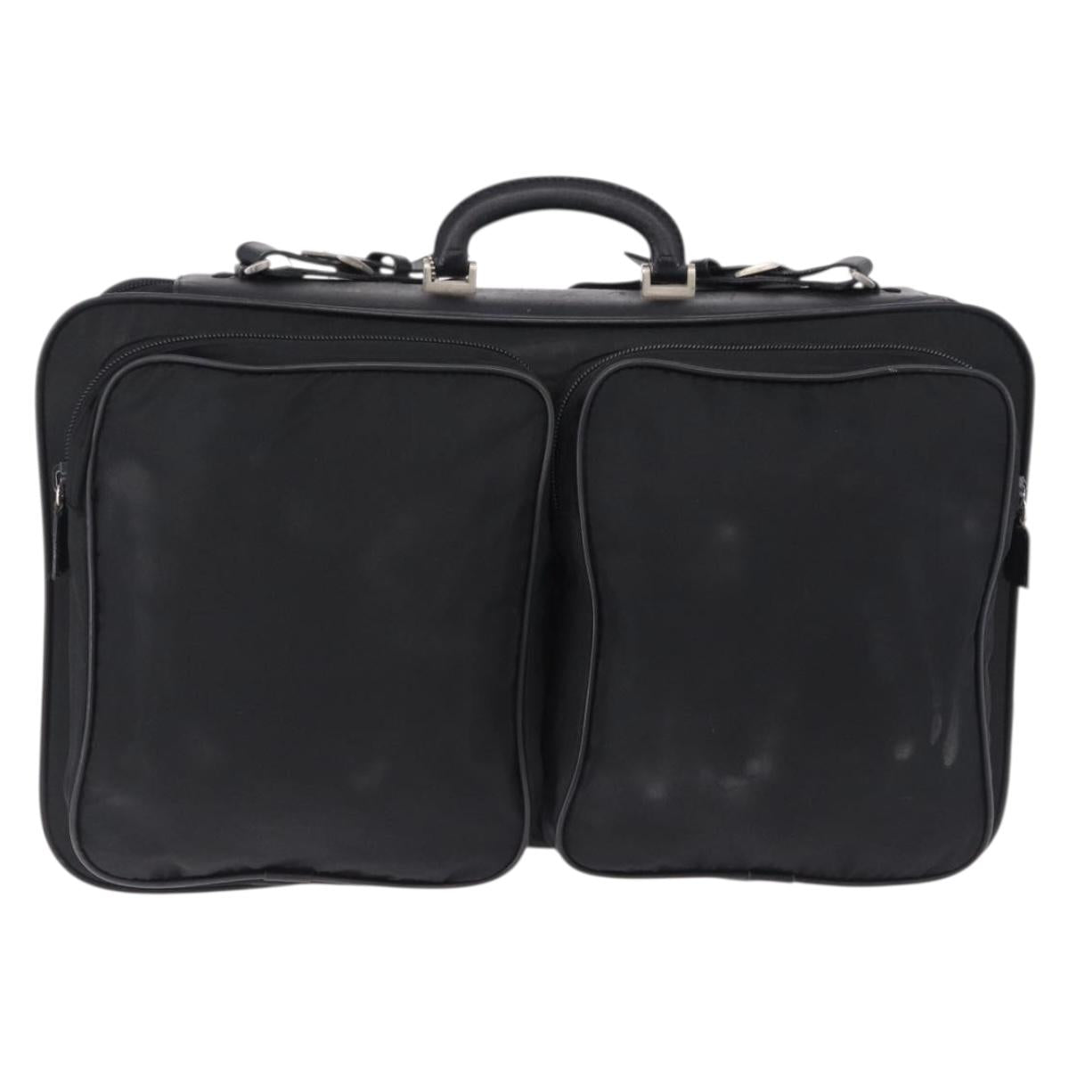 PRADA Garment Cover Nylon Black Silver Auth bs36359