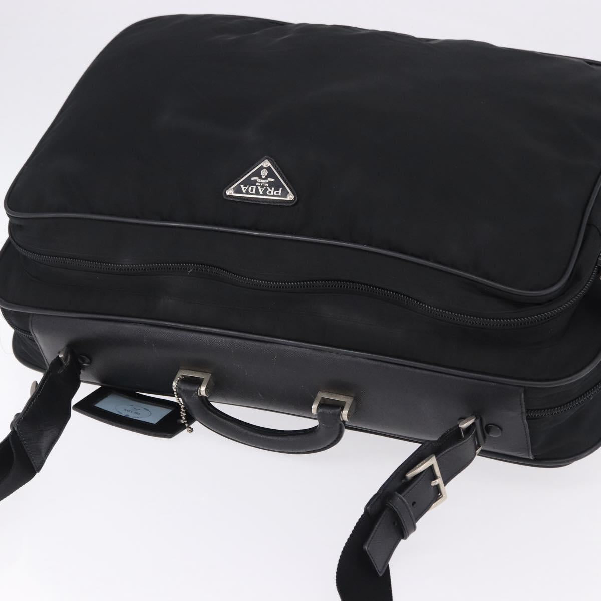 PRADA Garment Cover Nylon Black Silver Auth bs36359