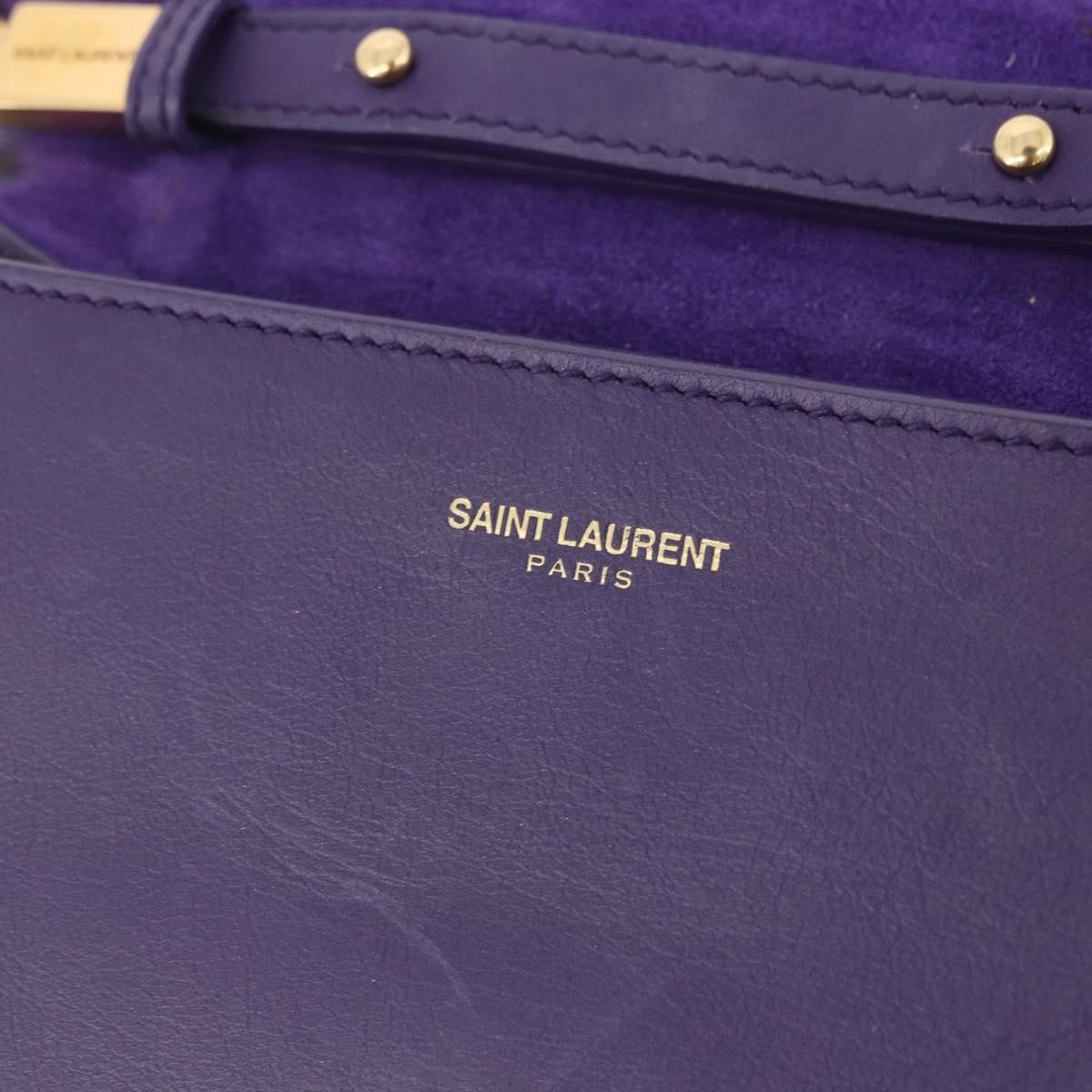 SAINT LAURENT Classic Y Line Chain Satchel Small Bag Leather Purple Auth bs36364