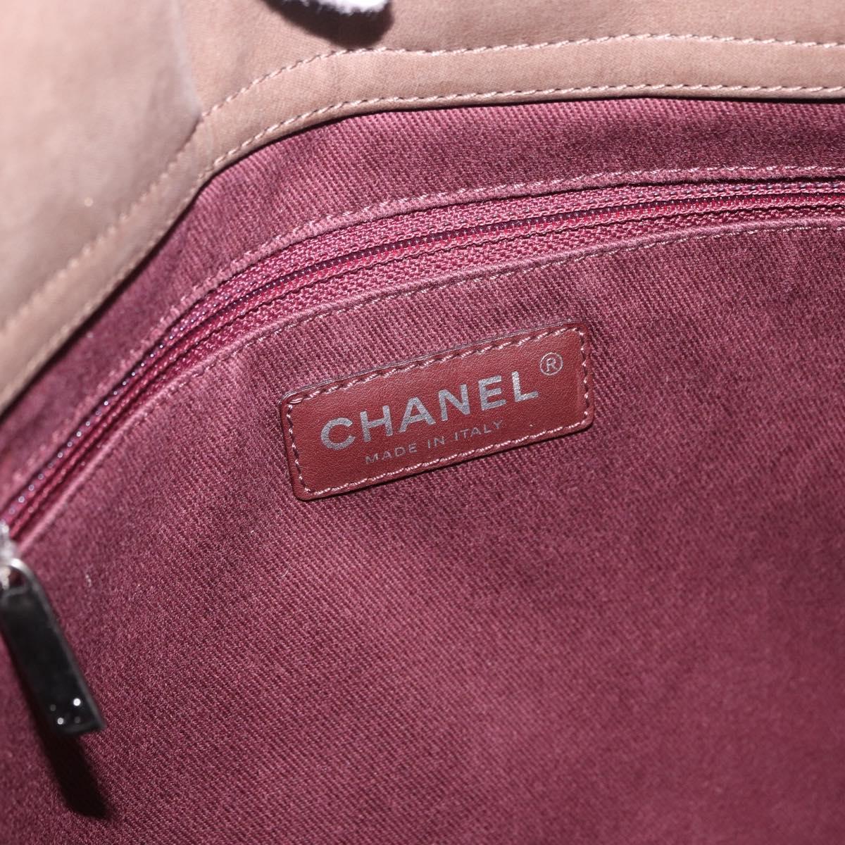 CHANEL Matelasse Chain Hand Bag Leather 2way Brown Silver CC Auth bs36367