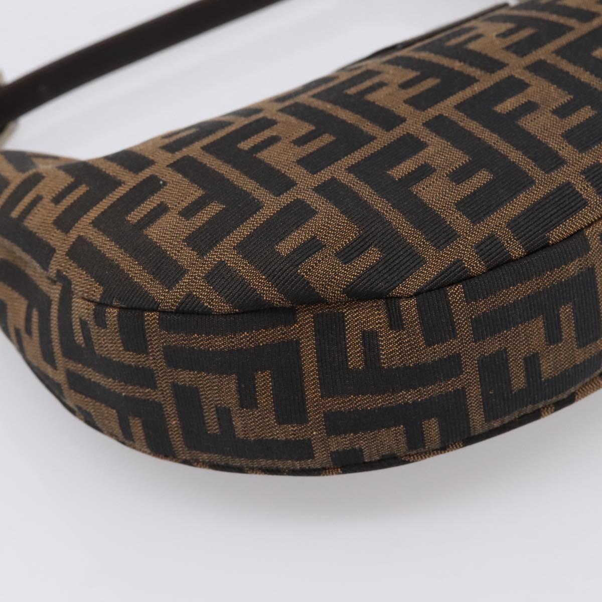 FENDI Zucca Canvas Mamma Baguette Shoulder Bag Brown Silver Auth bs36368SAM