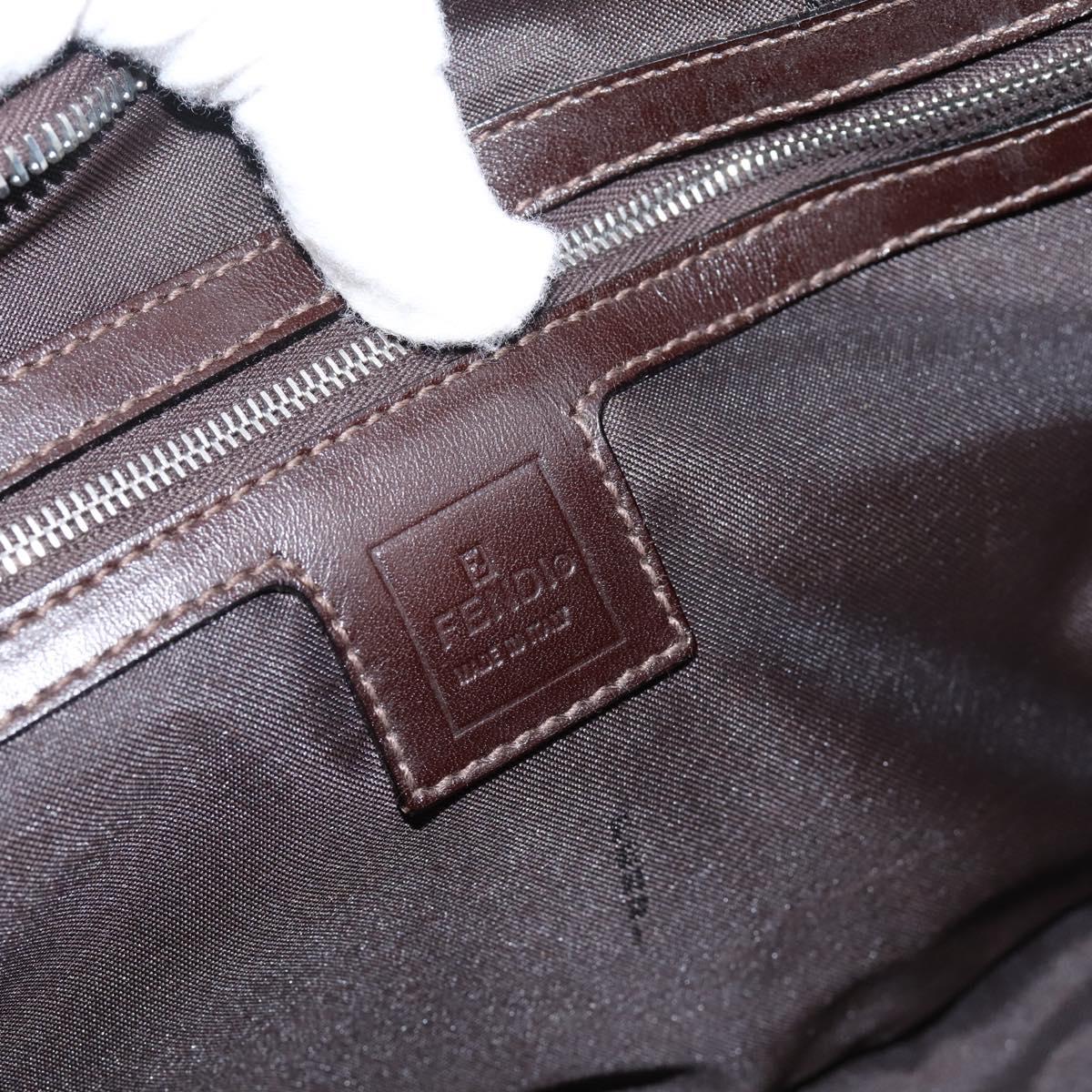 FENDI Zucca Canvas Mamma Baguette Shoulder Bag Brown Silver Auth bs36368SAM