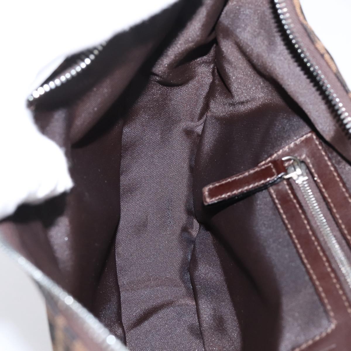 FENDI Zucca Canvas Mamma Baguette Shoulder Bag Brown Silver Auth bs36368SAM