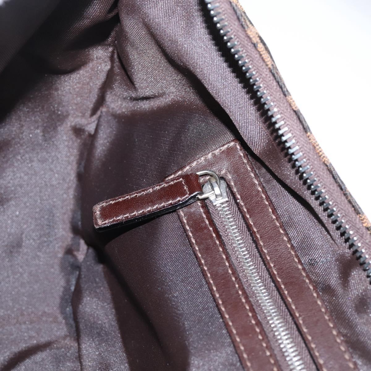 FENDI Zucca Canvas Mamma Baguette Shoulder Bag Brown Silver Auth bs36368SAM
