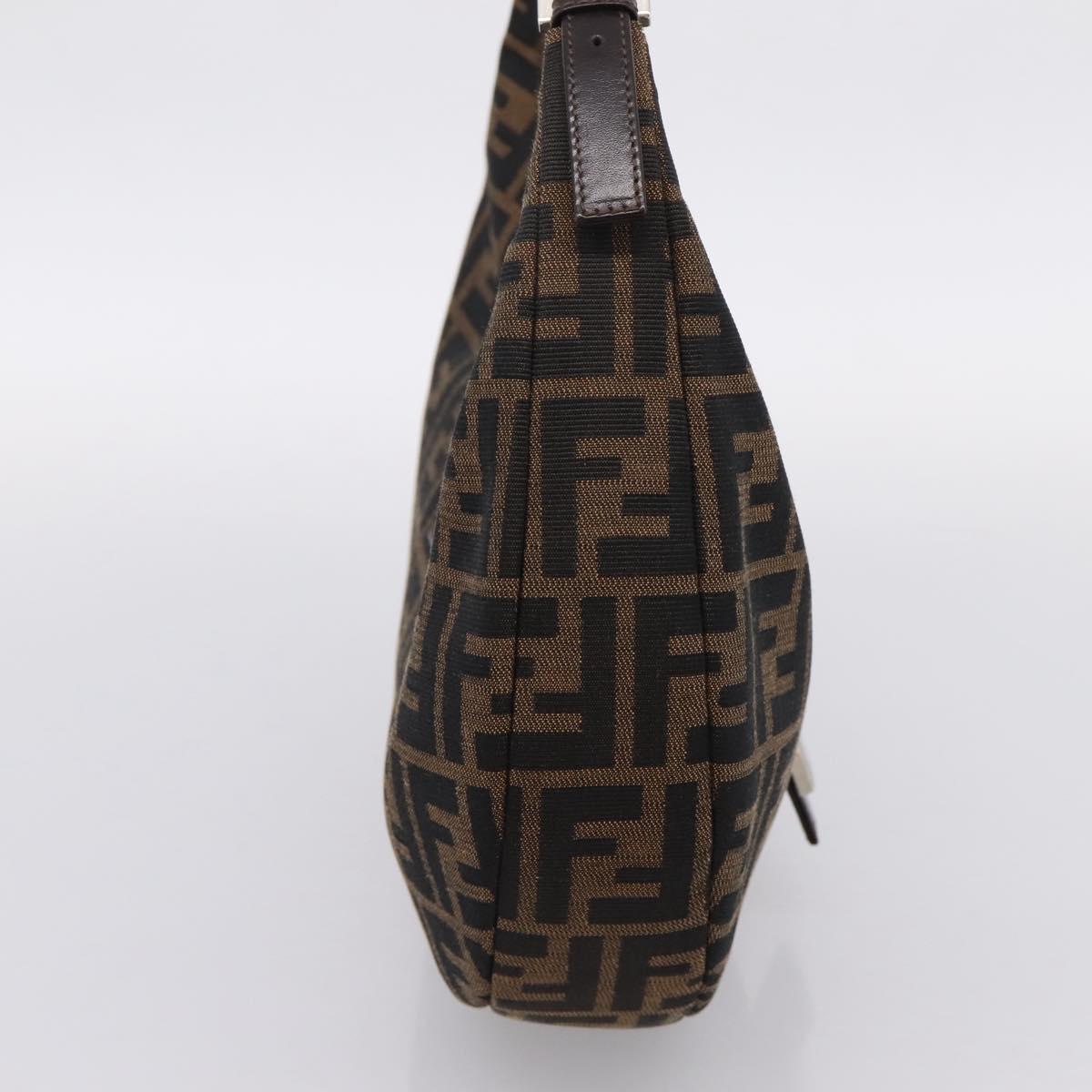 FENDI Zucca Canvas Mamma Baguette Shoulder Bag Brown Silver Auth bs36368SAM