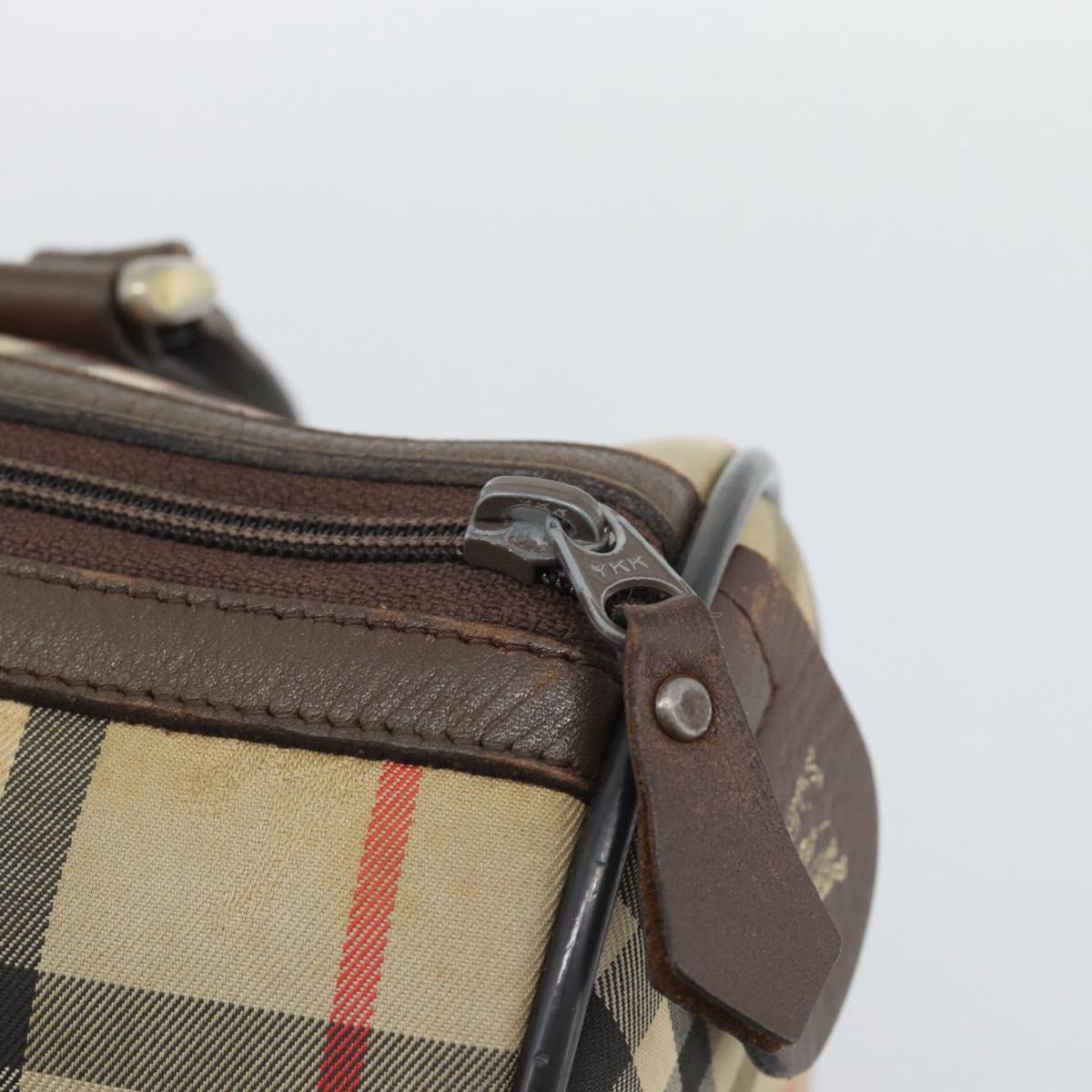 Burberrys Nova Check Boston Bag Canvas Beige Gold Auth bs36369