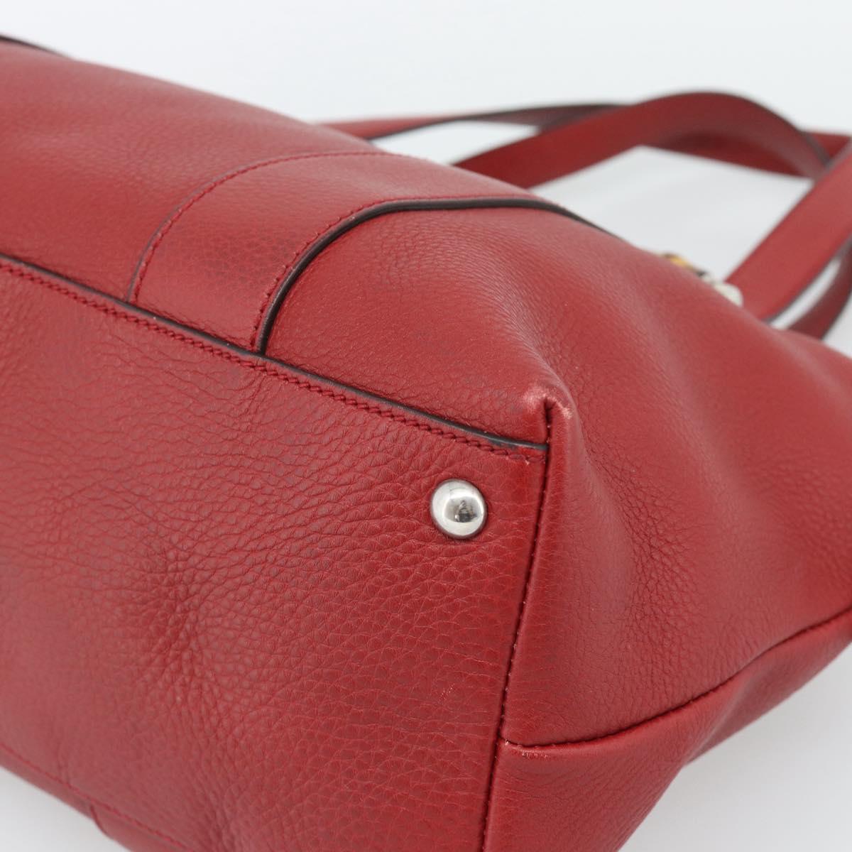 GUCCI Hand Bag Leather outlet Red Silver 355772 Auth bs36389