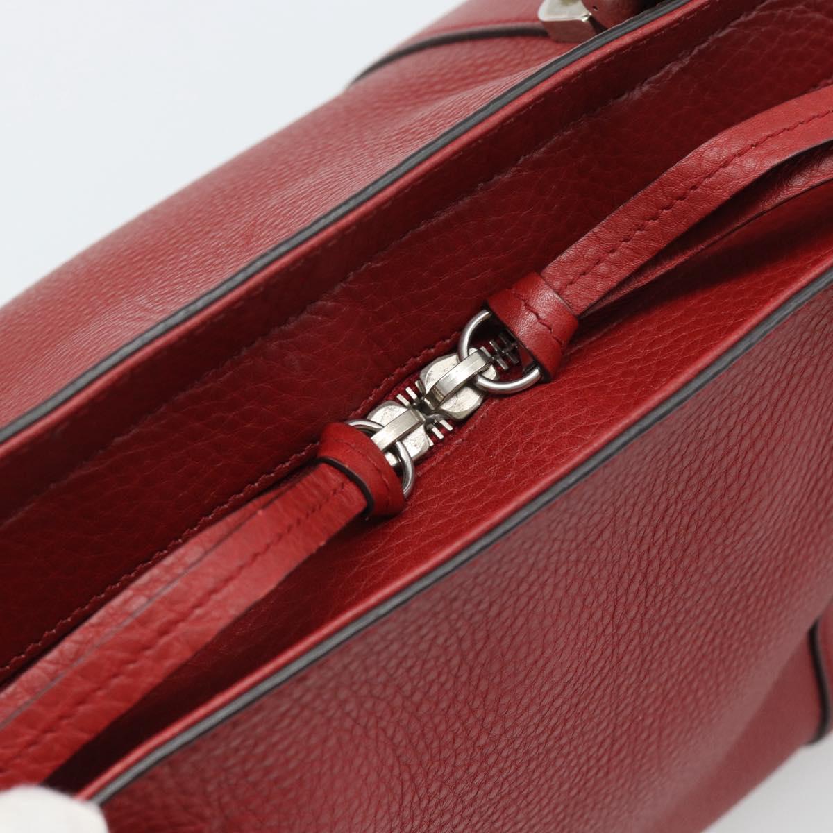 GUCCI Hand Bag Leather outlet Red Silver 355772 Auth bs36389
