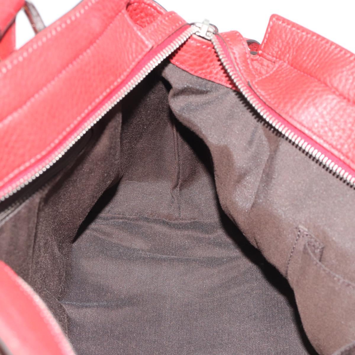 GUCCI Hand Bag Leather outlet Red Silver 355772 Auth bs36389