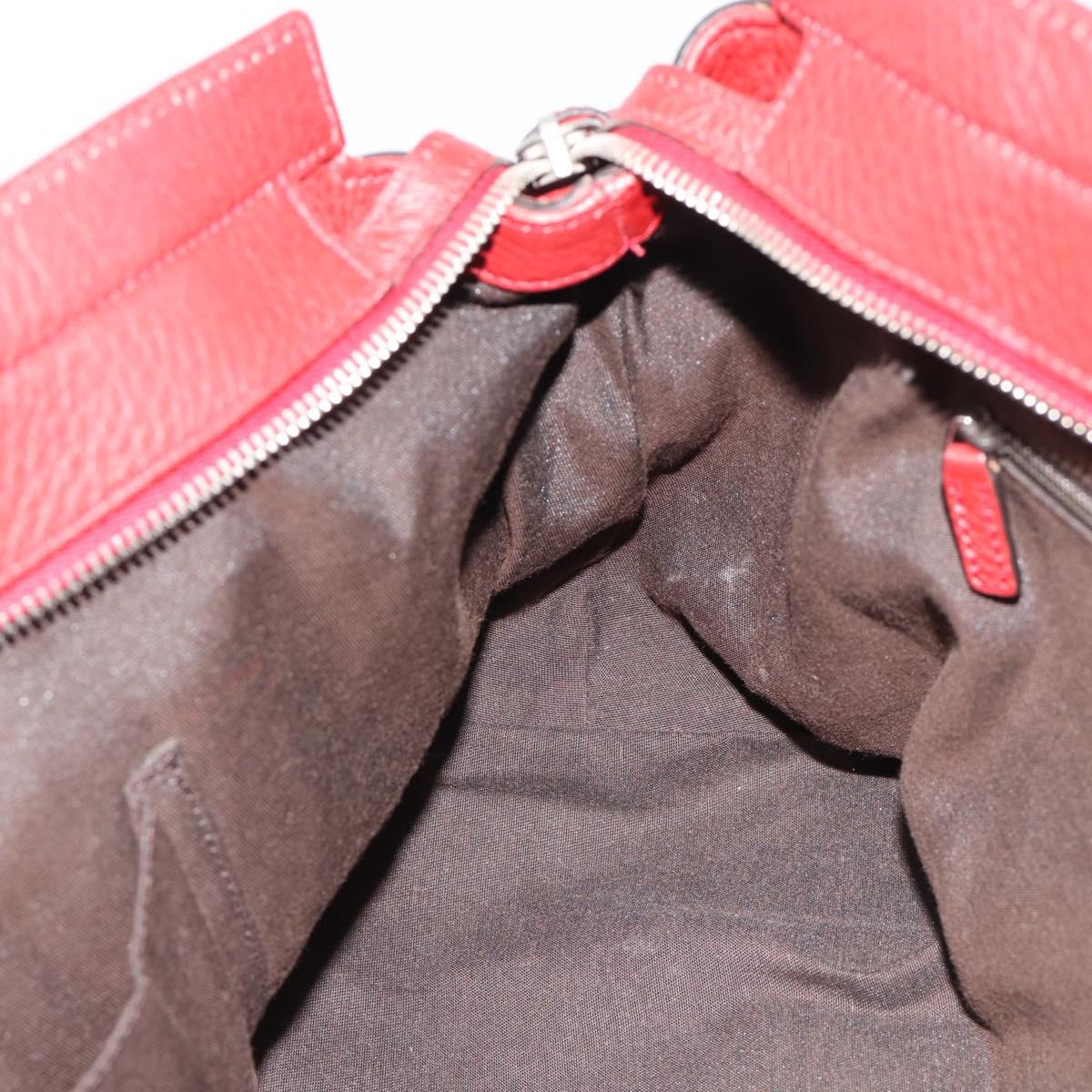 GUCCI Hand Bag Leather outlet Red Silver 355772 Auth bs36389