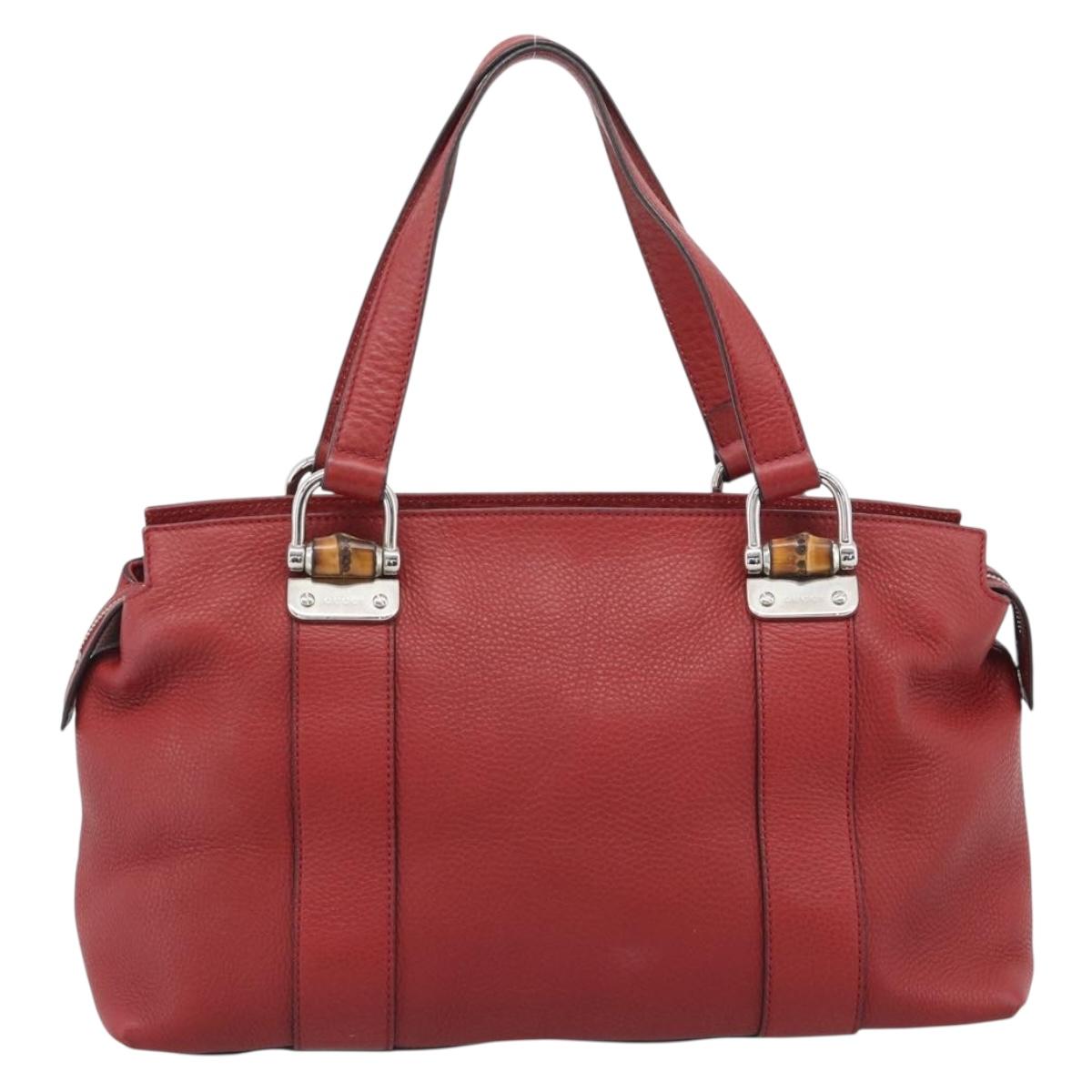 GUCCI Hand Bag Leather outlet Red Silver 355772 Auth bs36389