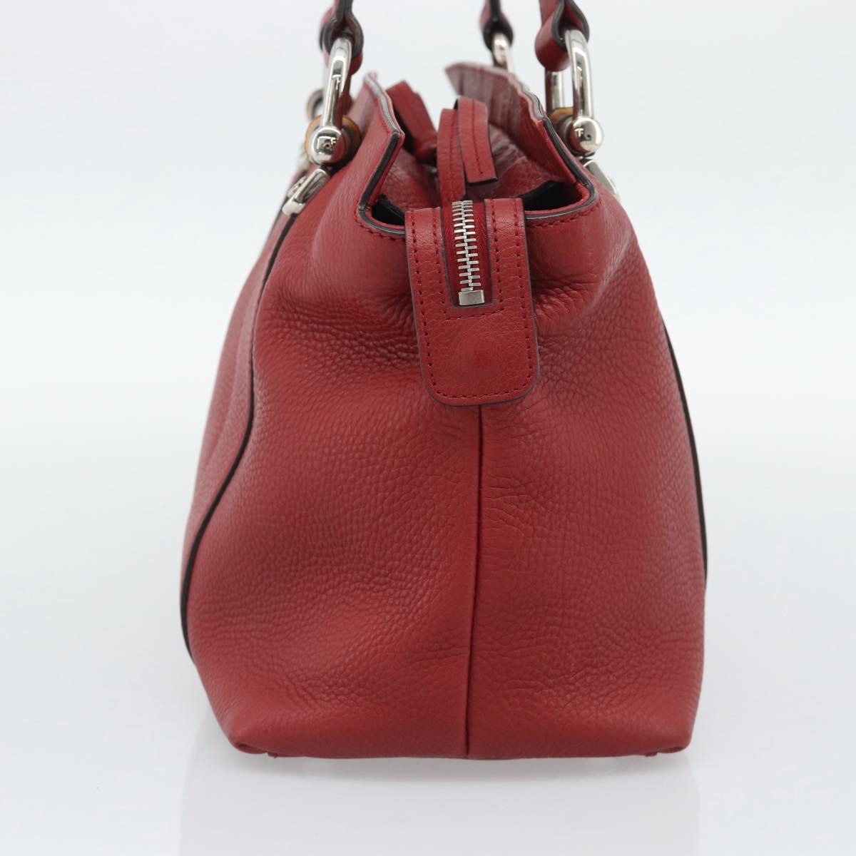 GUCCI Hand Bag Leather outlet Red Silver 355772 Auth bs36389