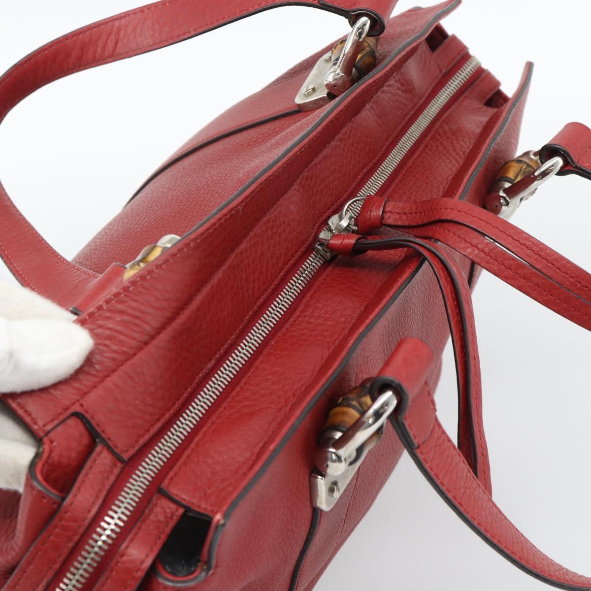 GUCCI Hand Bag Leather outlet Red Silver 355772 Auth bs36389