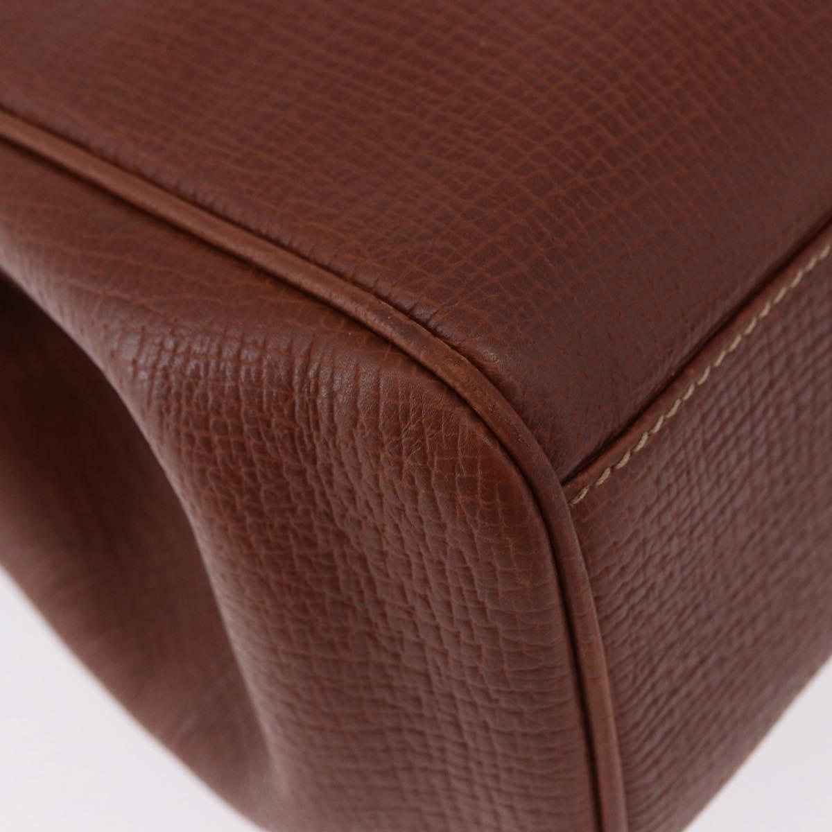 LOEWE Hand Bag Leather Brown Gold Auth bs36390