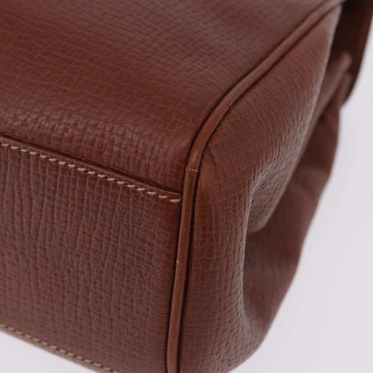 LOEWE Hand Bag Leather Brown Gold Auth bs36390