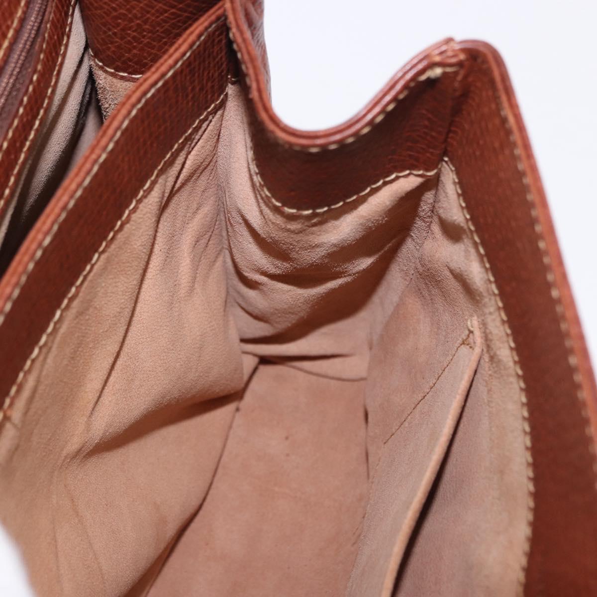 LOEWE Hand Bag Leather Brown Gold Auth bs36390