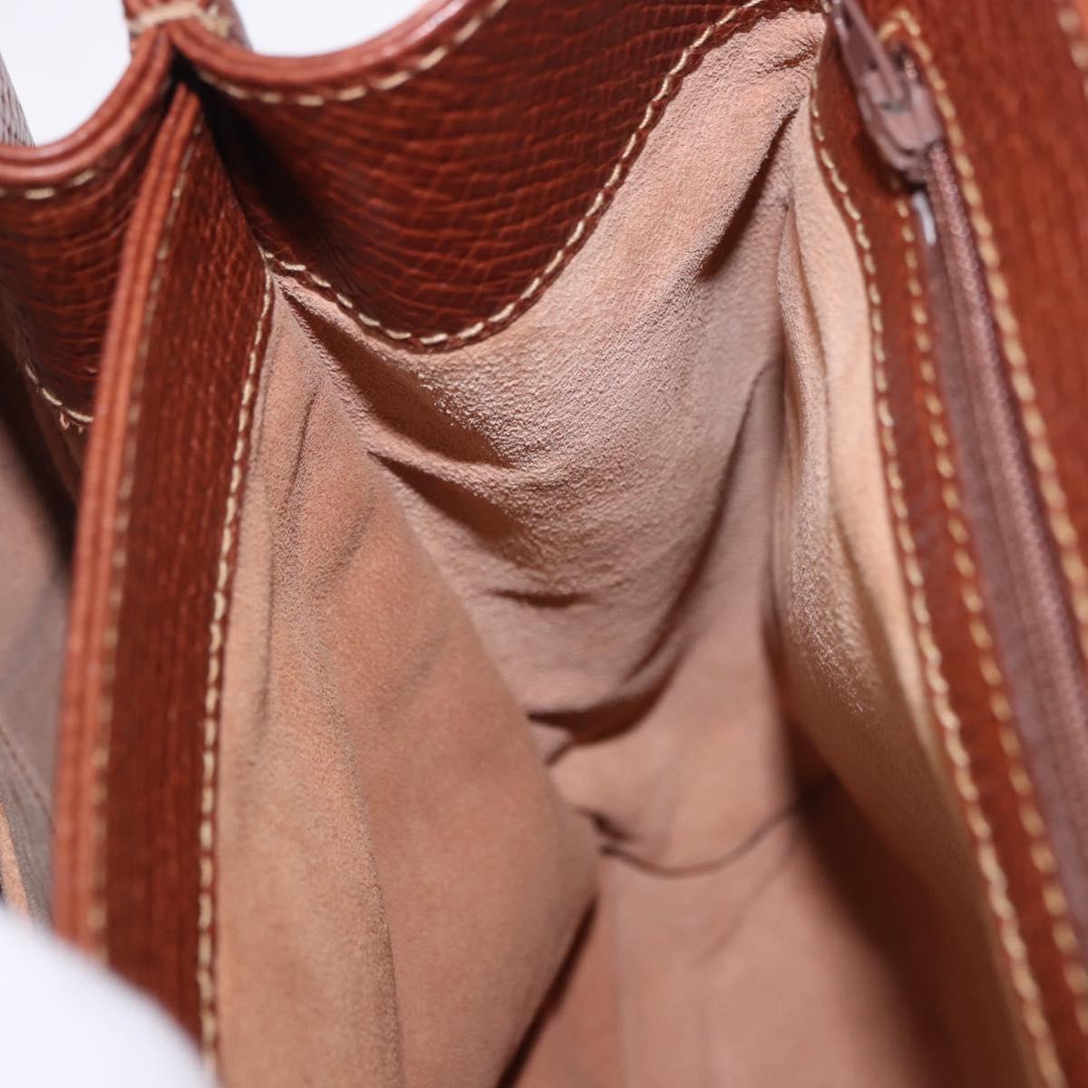 LOEWE Hand Bag Leather Brown Gold Auth bs36390
