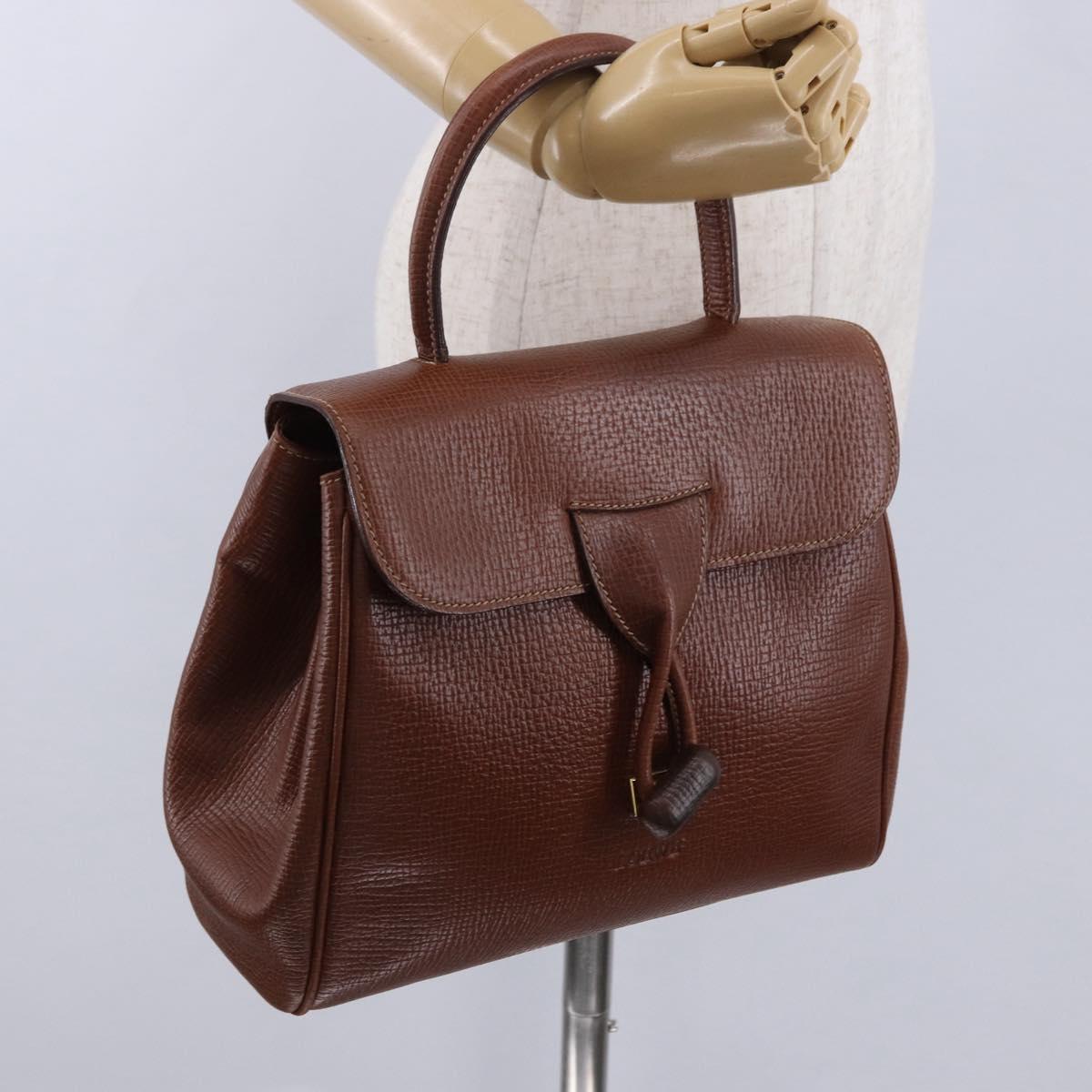 LOEWE Hand Bag Leather Brown Gold Auth bs36390