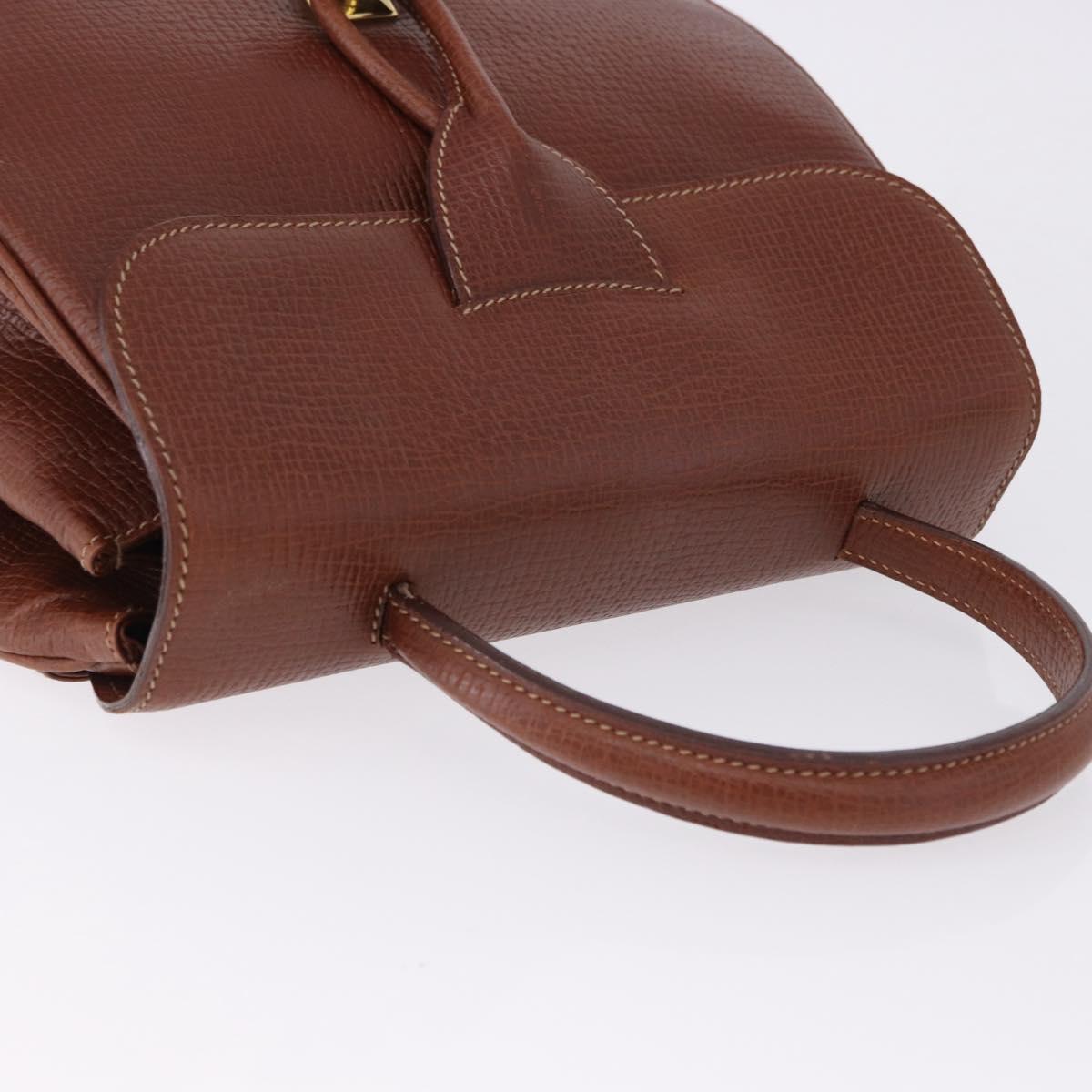 LOEWE Hand Bag Leather Brown Gold Auth bs36390