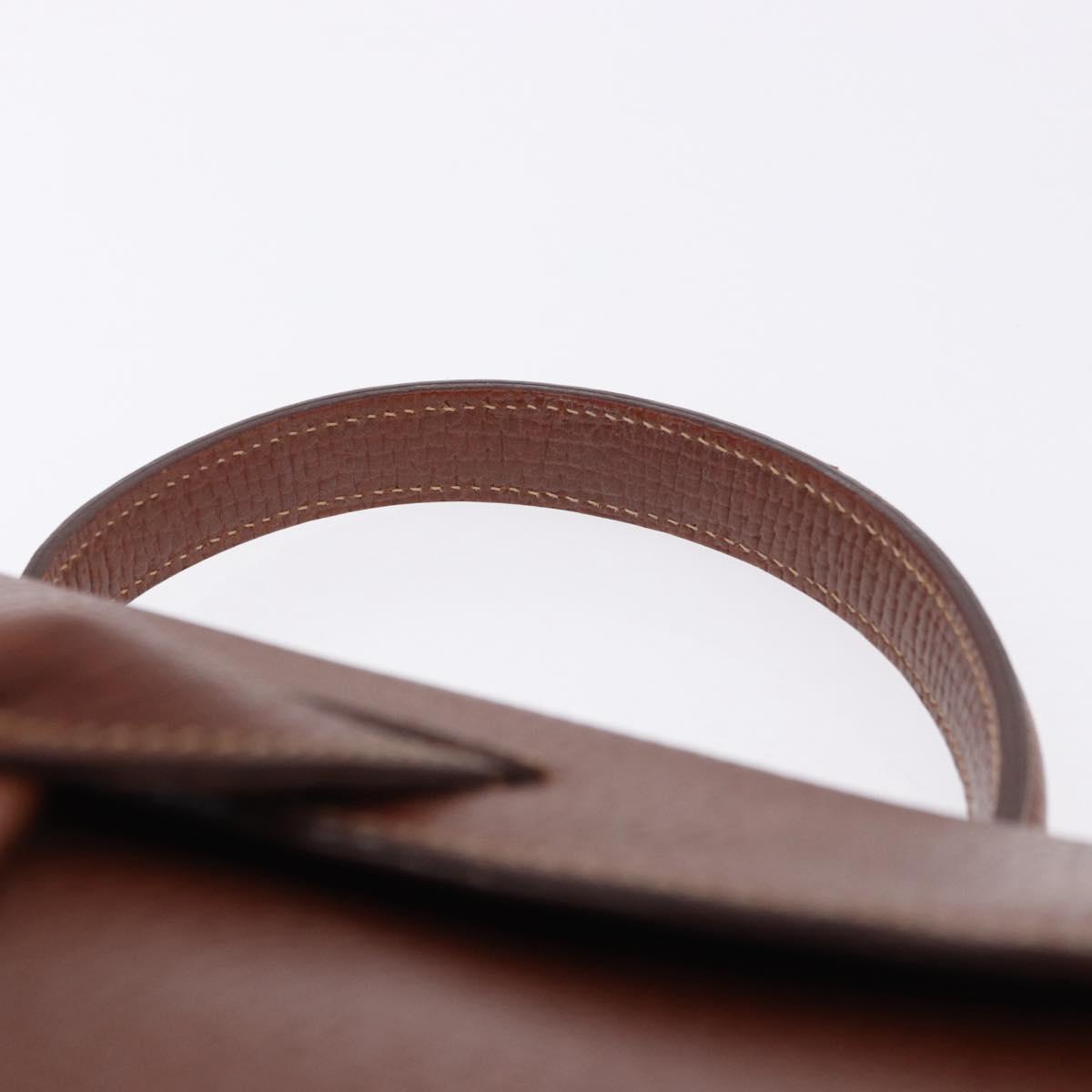 LOEWE Hand Bag Leather Brown Gold Auth bs36390