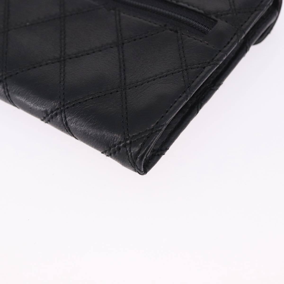 CHANEL Bicolore Long Wallet Lamb Skin Black Gold CC Auth bs36392A