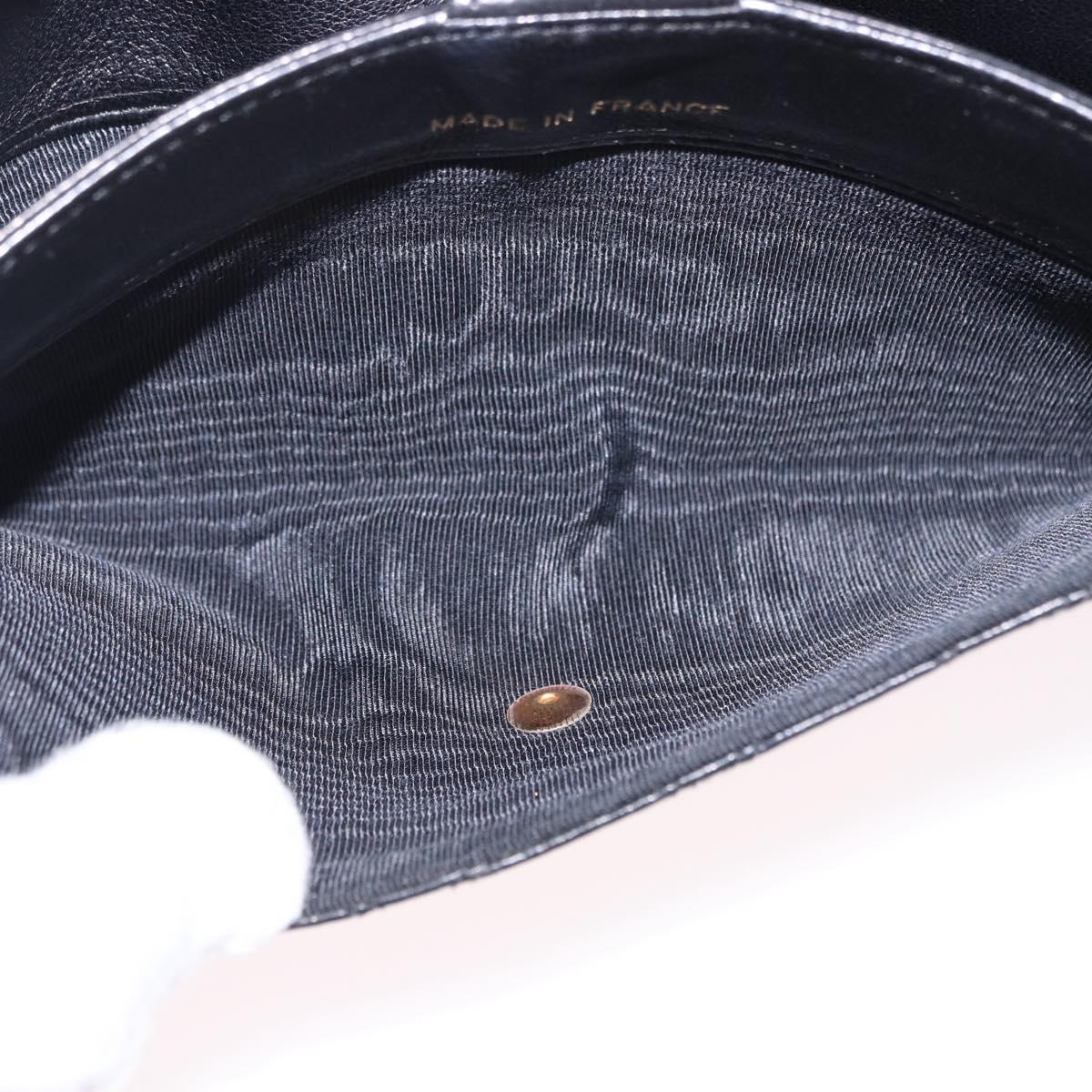 CHANEL Bicolore Long Wallet Lamb Skin Black Gold CC Auth bs36392A