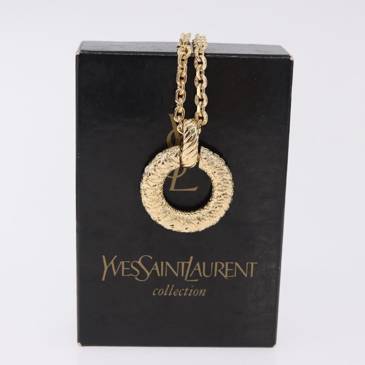 SAINT LAURENT Necklace Metal Gold Tone Auth bs36394