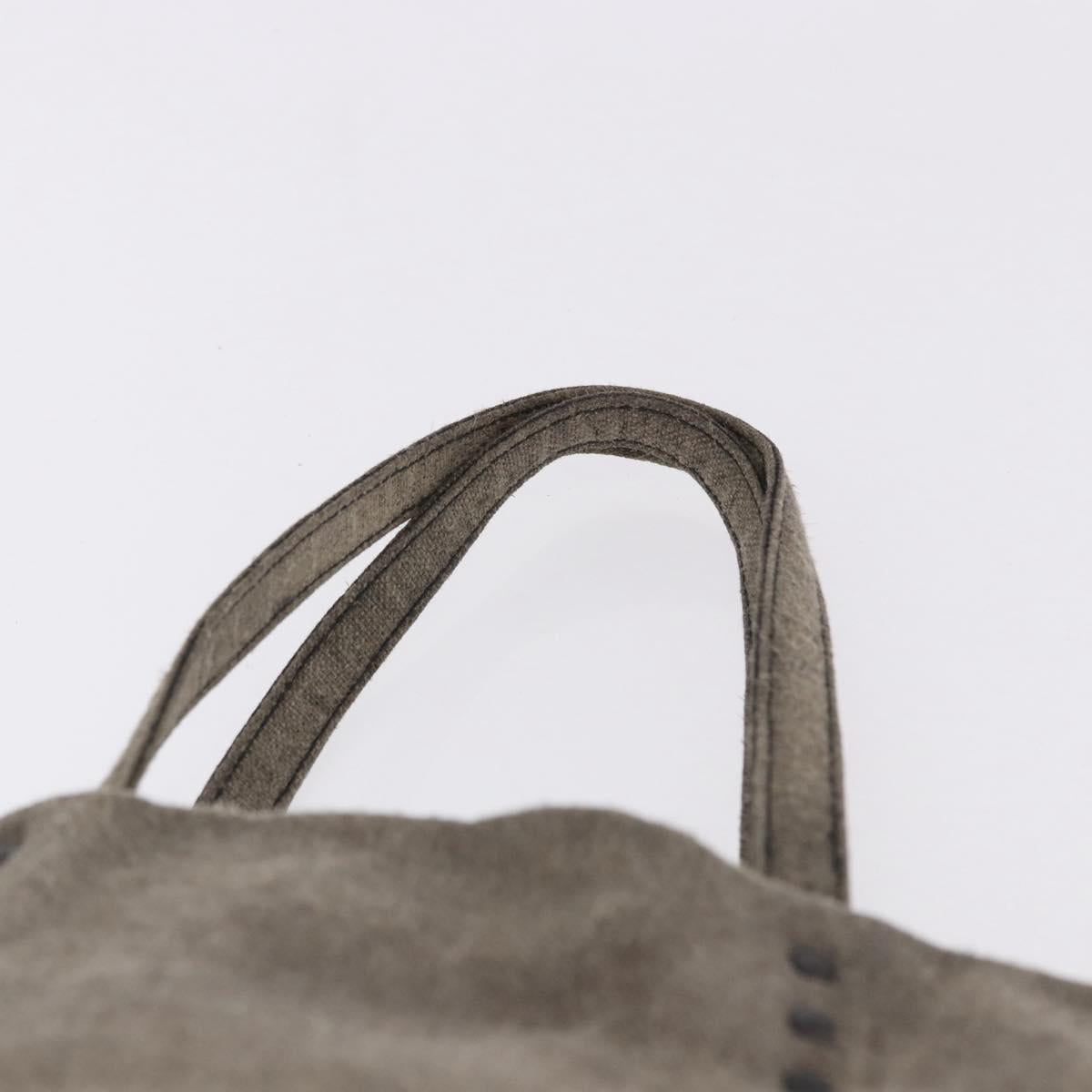BOTTEGA VENETA INTRECCIATO Hand Bag Canvas Leather Black Beige Auth bs36395