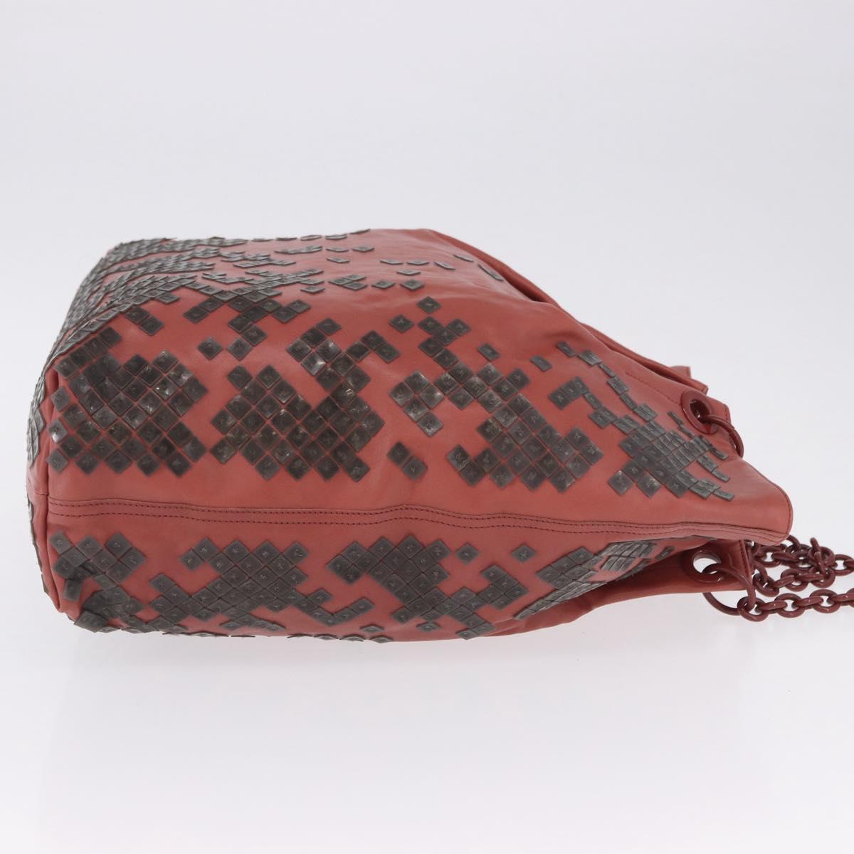 BOTTEGA VENETA Chain Hand Bag Leather Pink Auth bs36396A