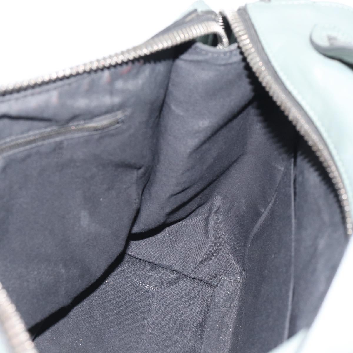 FENDI Hand Bag Leather 2way Green Silver Auth bs36397