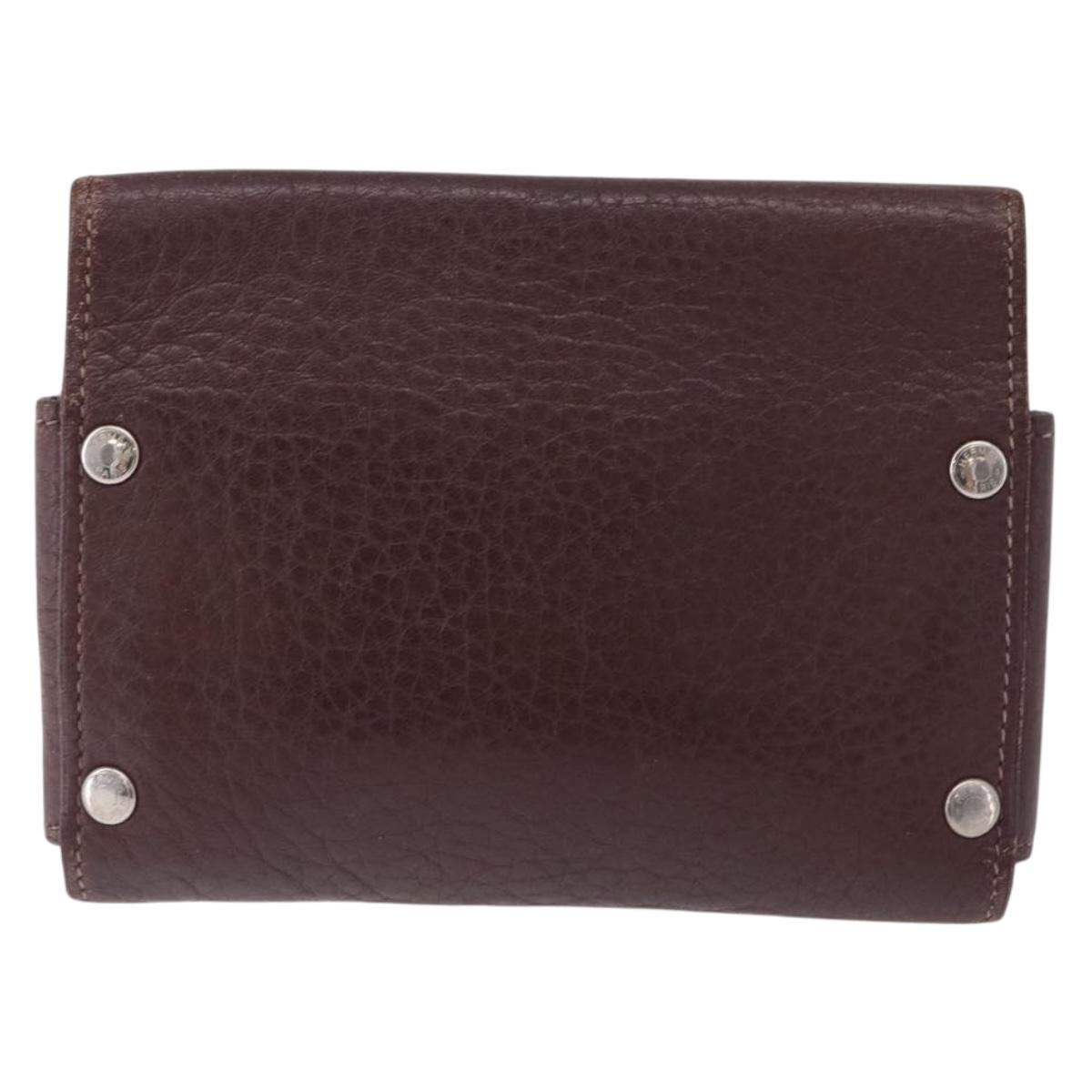 HERMES Etui Cult GM Card Case Leather Brown Silver Auth bs36398
