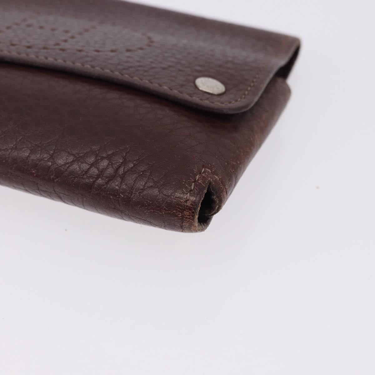 HERMES Etui Cult GM Card Case Leather Brown Silver Auth bs36398