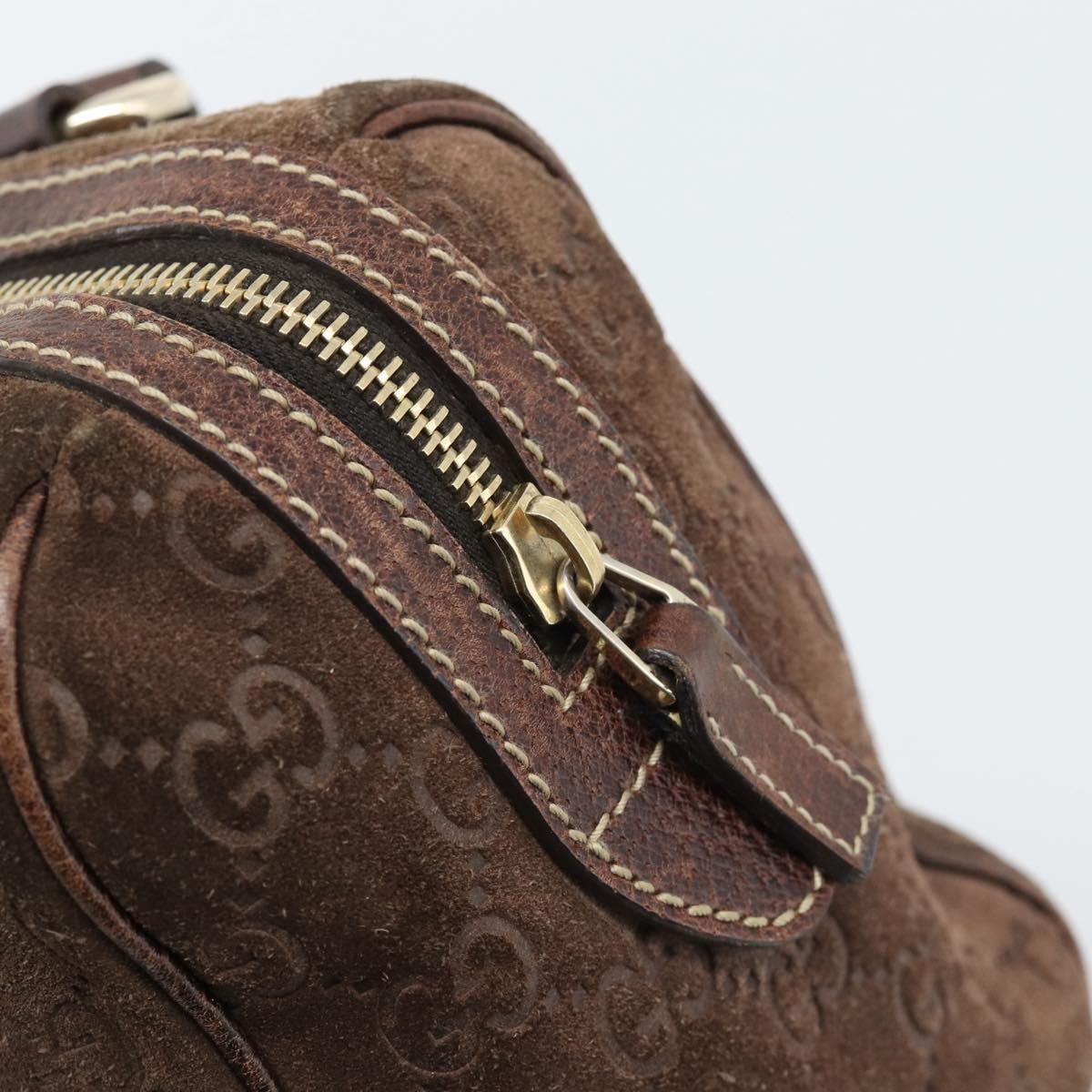 GUCCI GG Canvas Hand Bag Suede Brown Gold 152457 Auth bs36399A